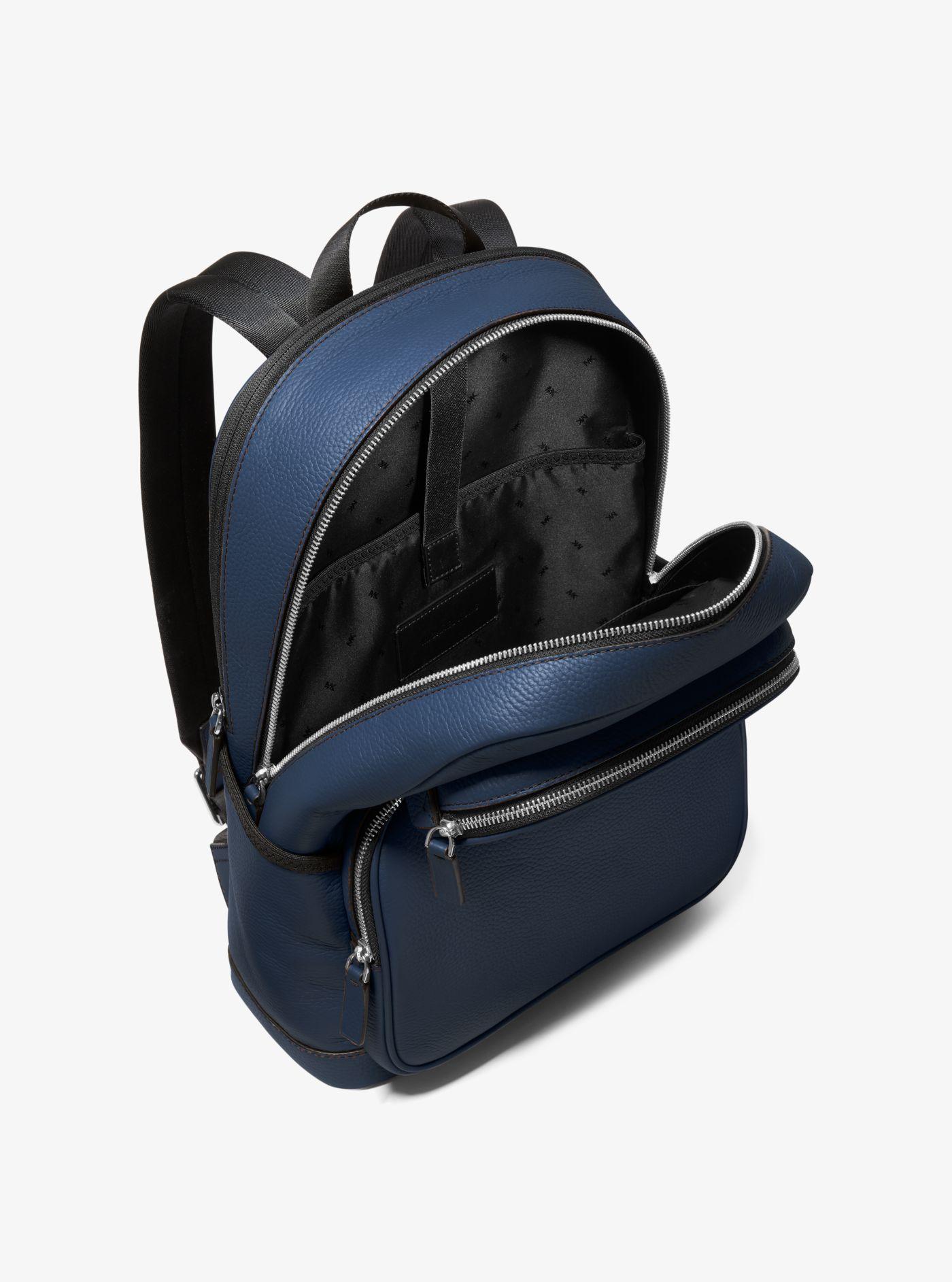 Michael Kors Cooper Pebbled Leather Backpack in Blue for Men | Lyst