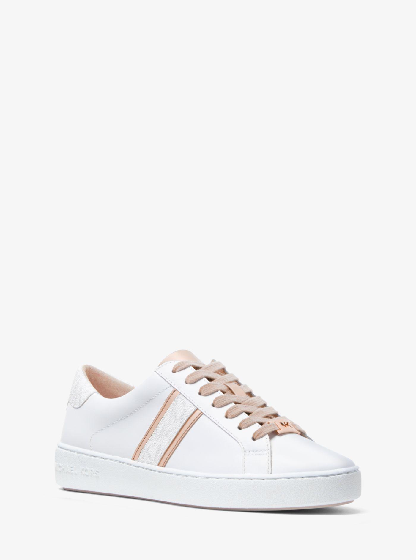 MICHAEL Michael Kors IRVING White  Gold  Free delivery  Spartoo UK    Shoes Low top trainers Women  10480