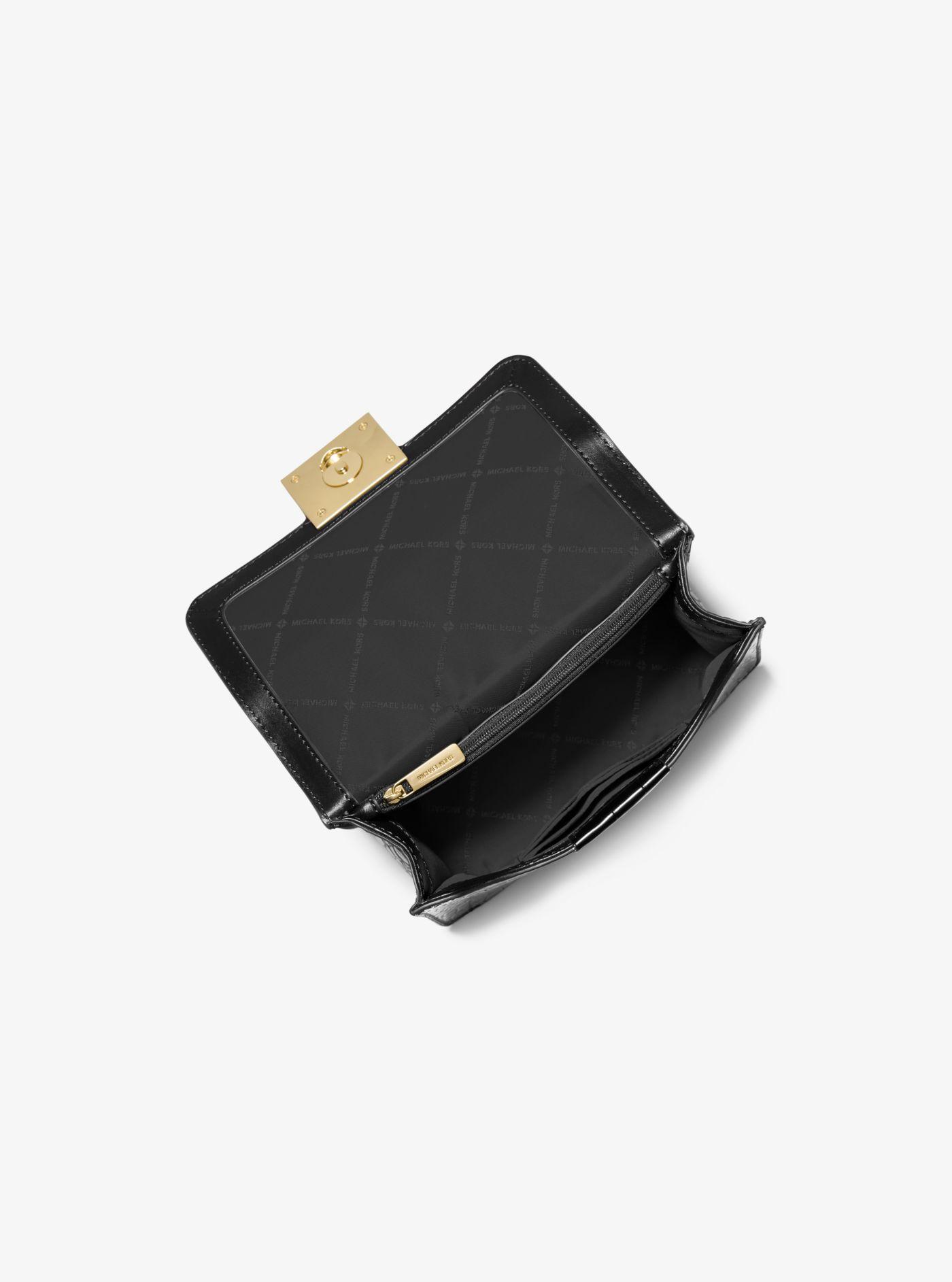 sonia small crocodile embossed faux leather shoulder bag