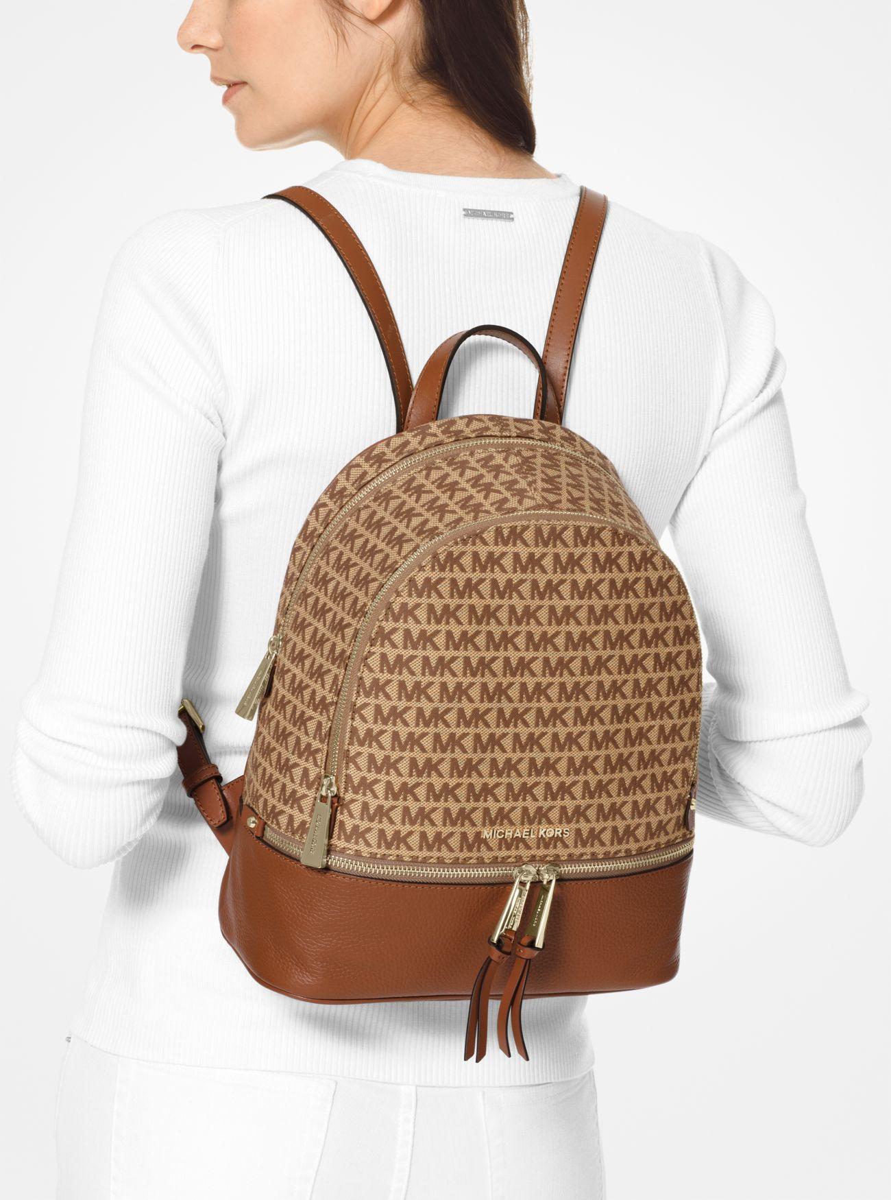 michael kors rhea jacquard signature backpack