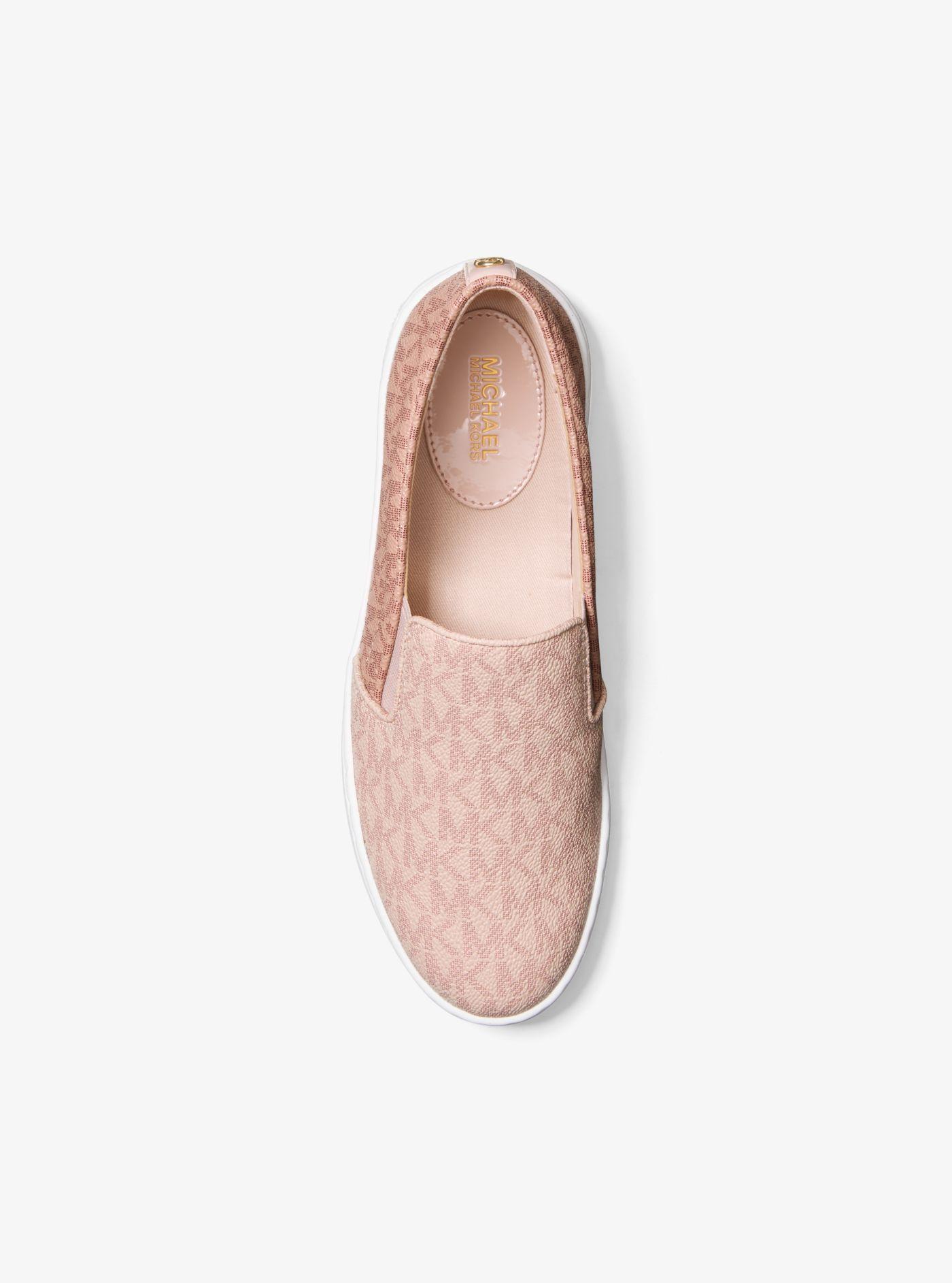 Michael Kors Keaton Two-tone Logo Slip-on Sneaker in Pink | Lyst