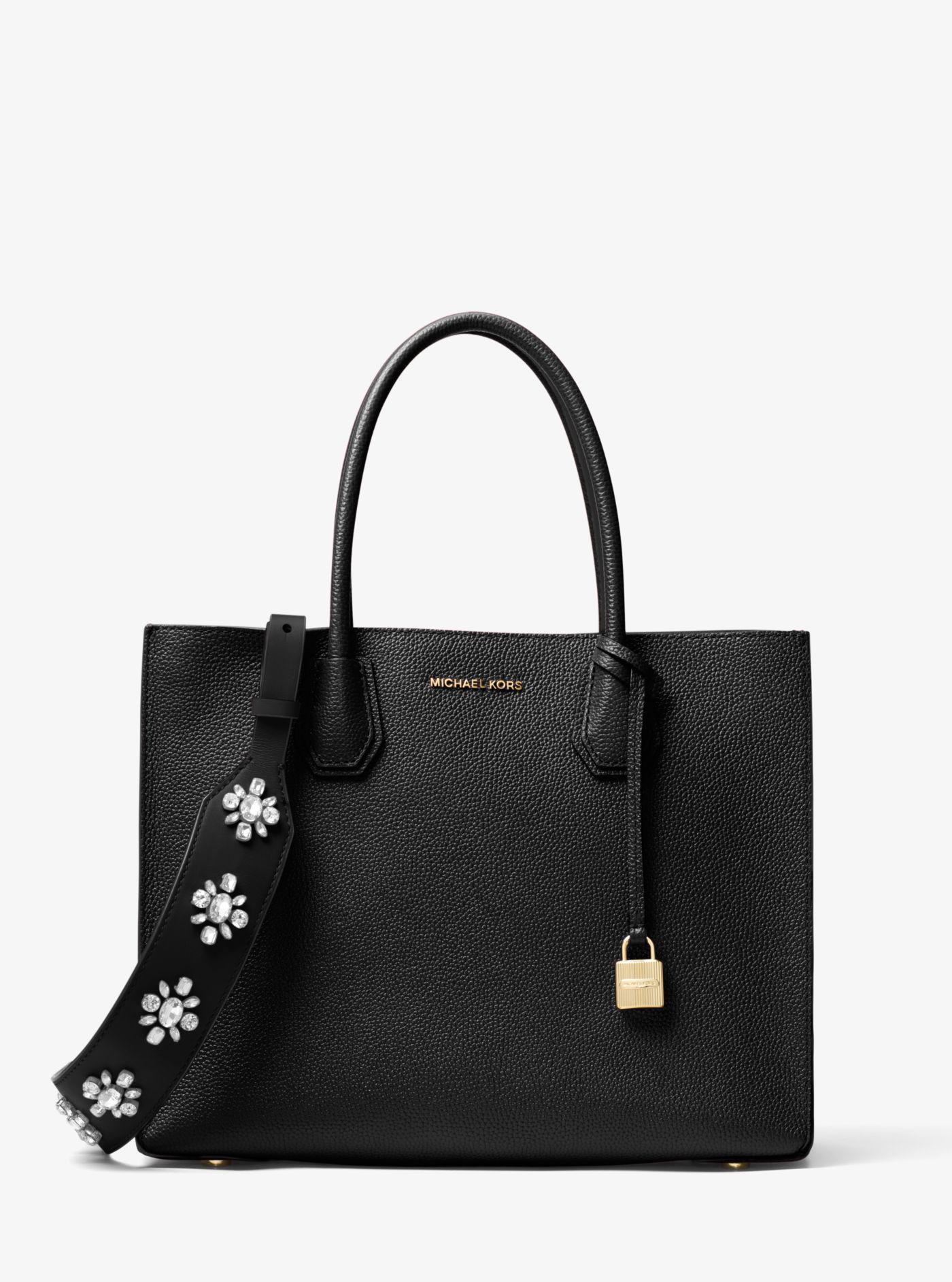 Michael Kors Floral-embellished Leather Handbag Strap in Black | Lyst