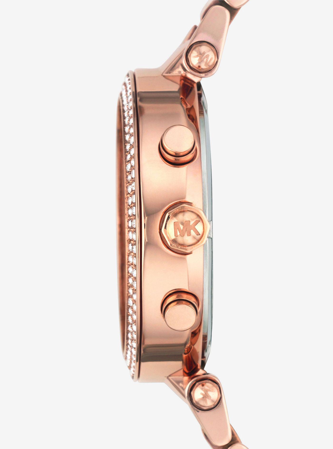 Michael Kors Denim Parker Rose Gold-tone Watch in Pink | Lyst
