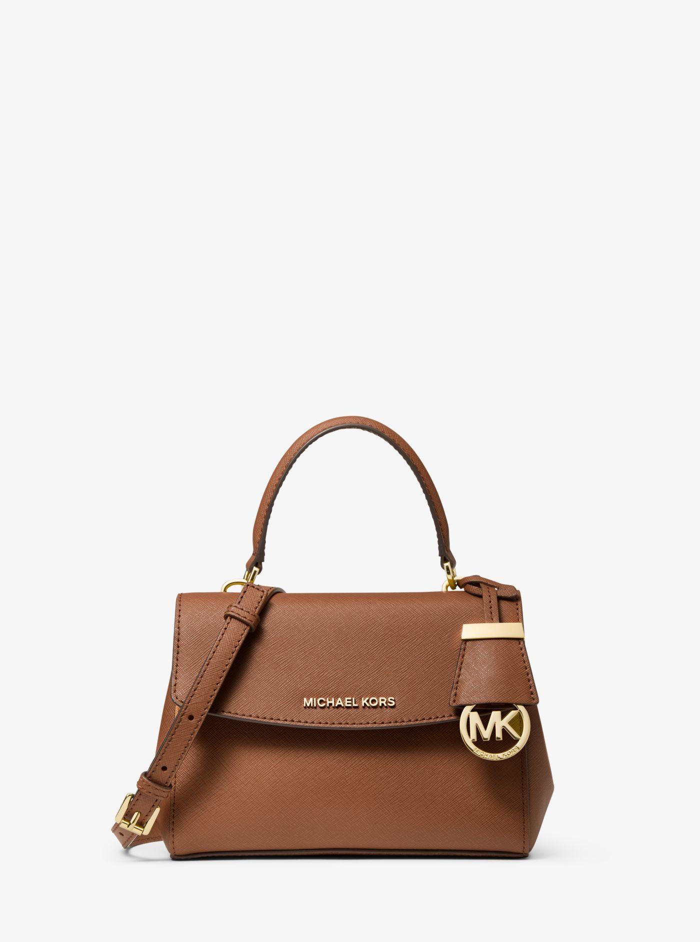 Michael Kors Ava Extrasmall Saffiano Leather Crossbody in Brown Lyst