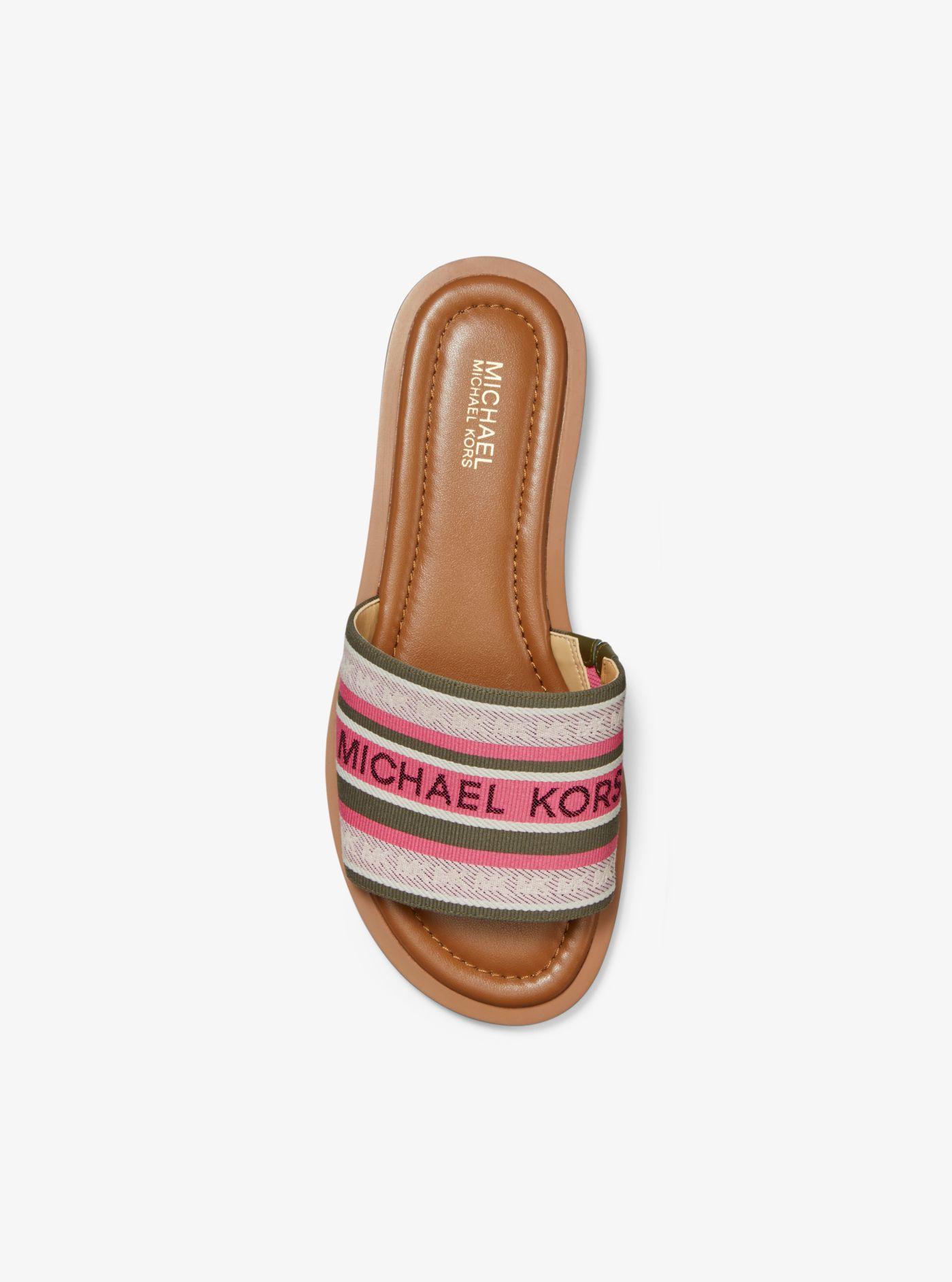 Michael Kors Valerie Logo Jacquard Slide Sandal in Pink | Lyst Australia