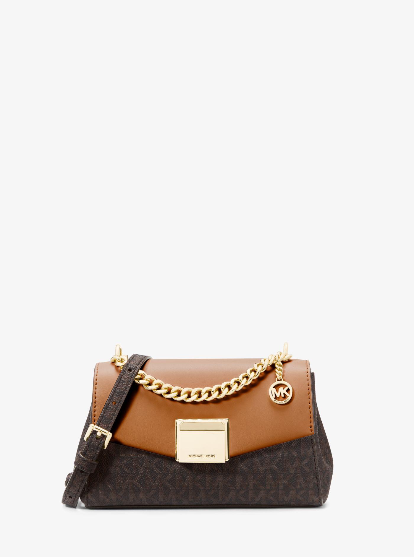 Michael Kors Lita Small Two-tone Logo And Leather Crossbody Bag in ...