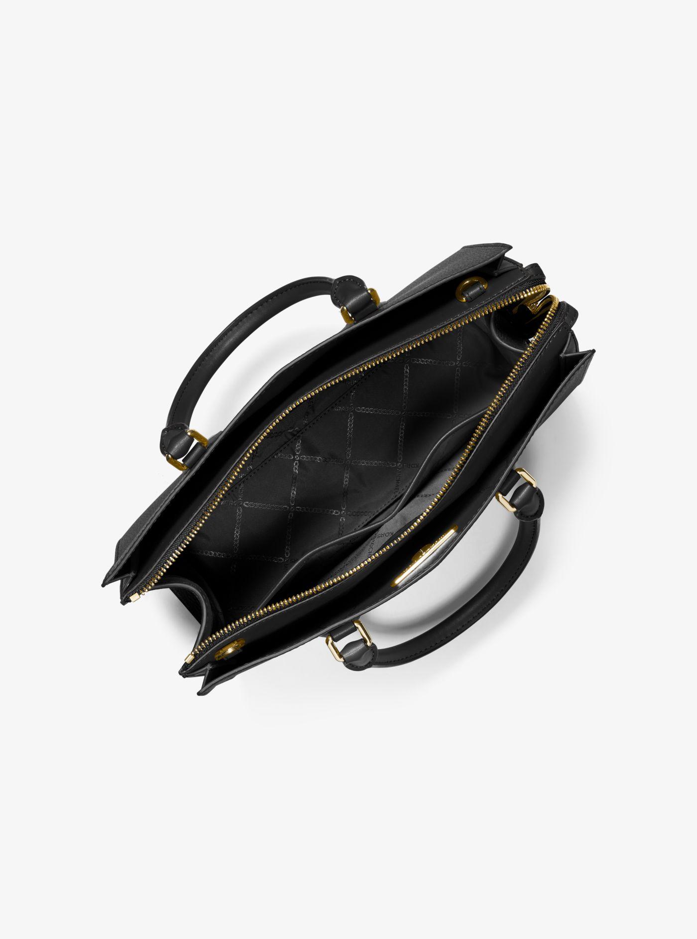 valerie medium pebbled leather satchel black