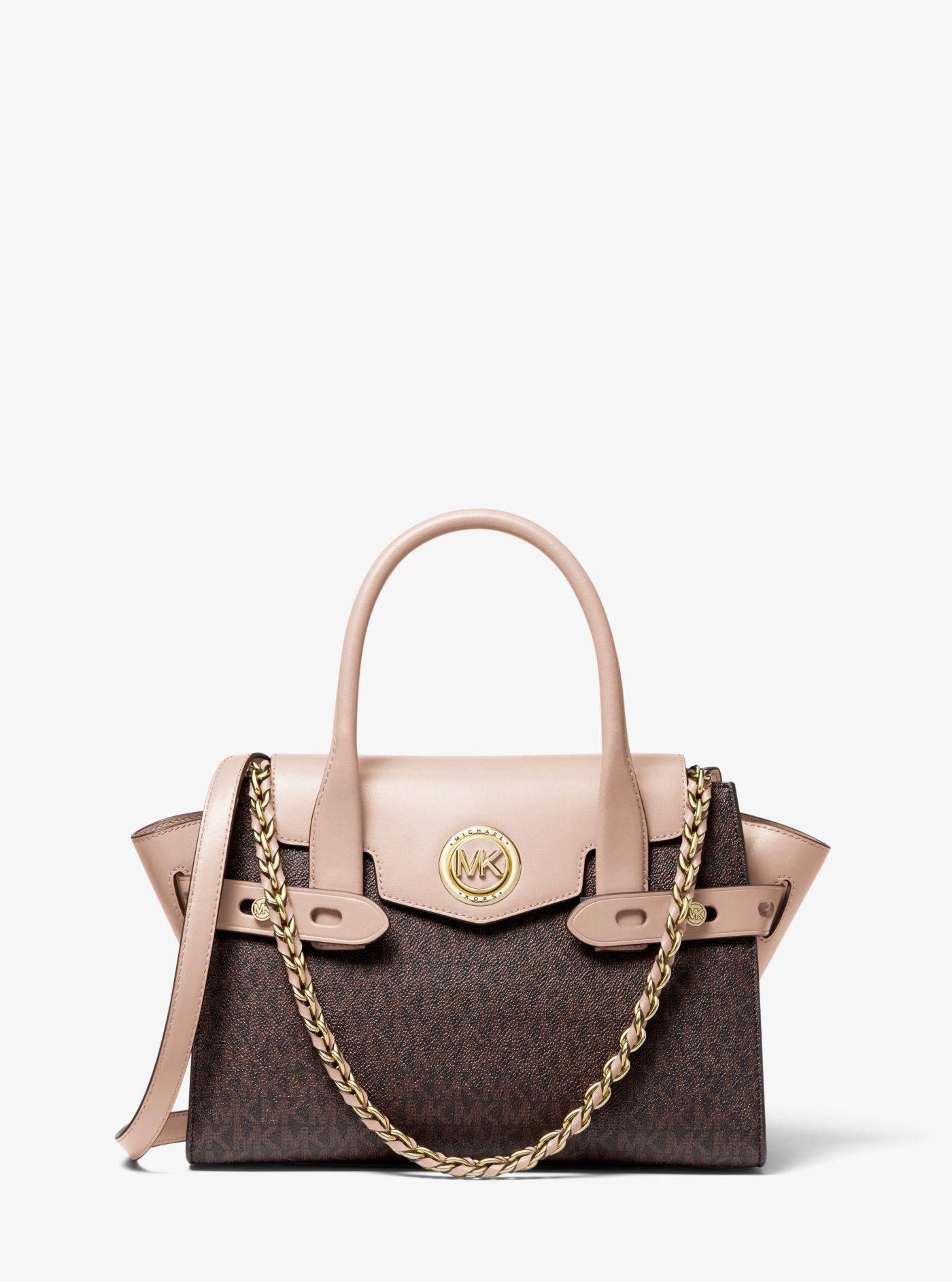 Michael Kors Carmen Small Logo And Leather Belted Satchel | Lyst