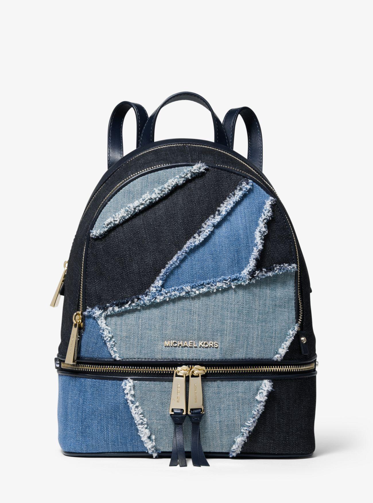MICHAEL Michael Kors Rhea Medium Frayed Denim Backpack in Blue | Lyst