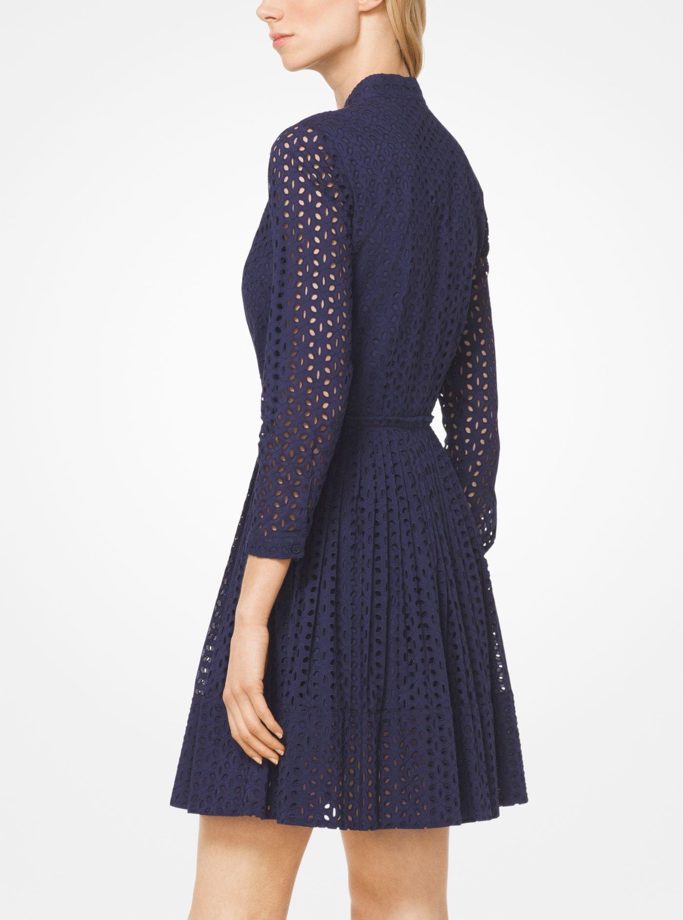 michael kors eyelet cotton shirtdress