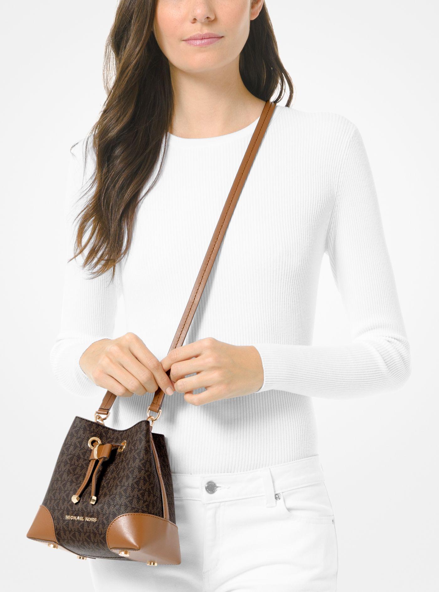 Michael Kors Mercer Gallery Extra-small Logo Crossbody Bag in Brown | Lyst