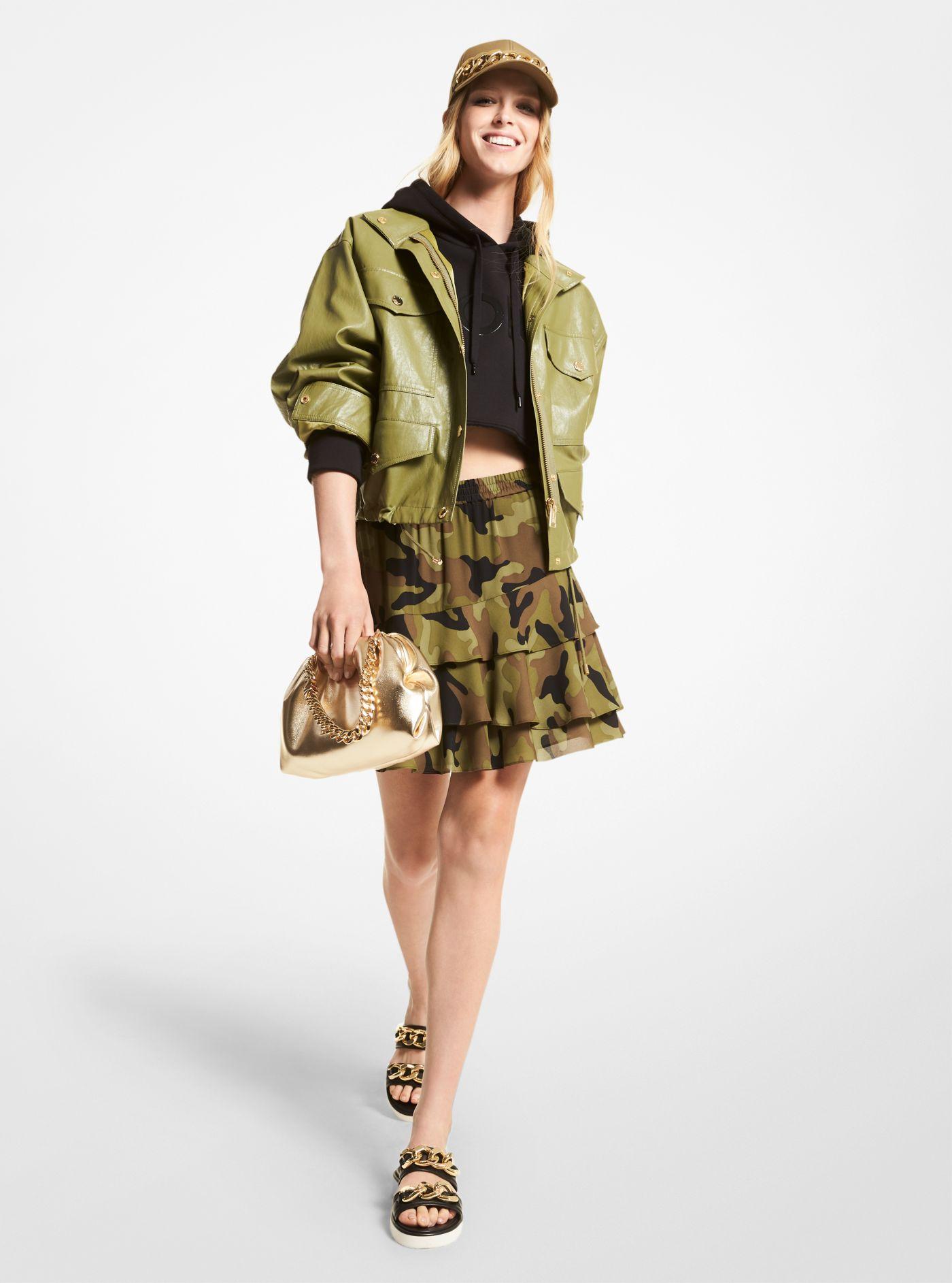 Michael Kors Faux Leather Anorak in Green | Lyst