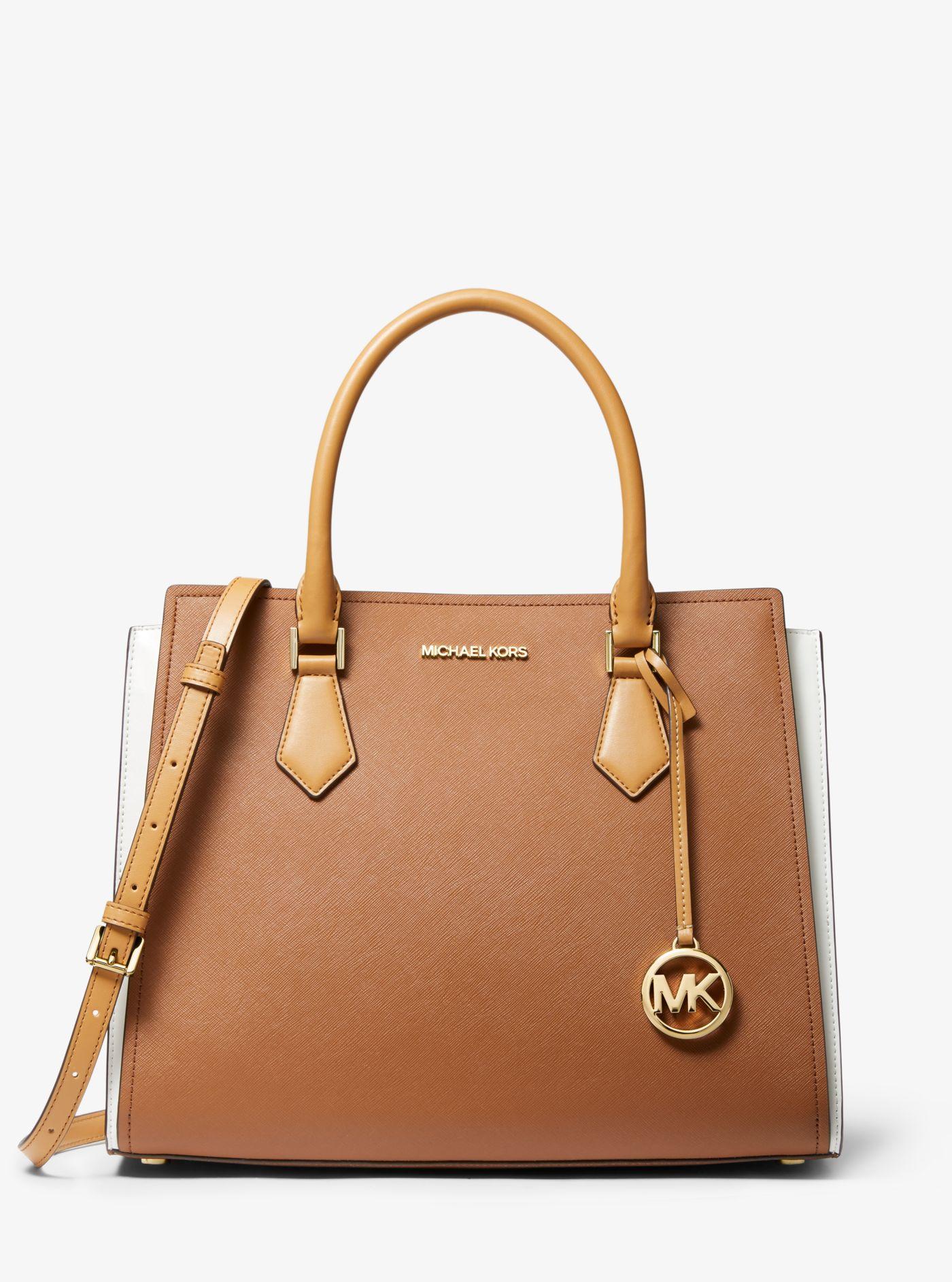 Michael Kors Hope Large Color-block Saffiano Leather Satchel - Lyst