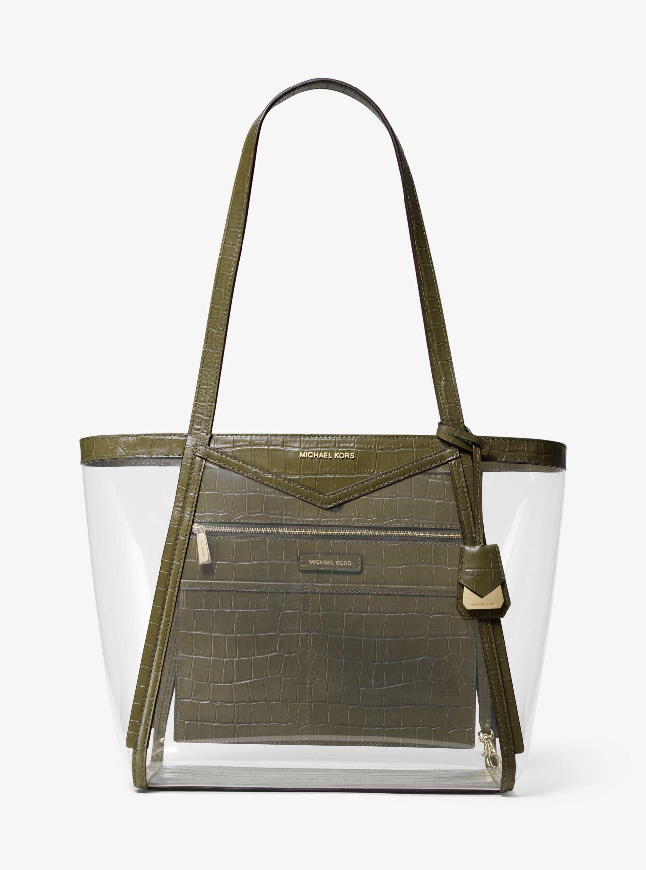 Borsa Tote Whitney Grande In Pelle E Materiale Trasparente di Michael Kors  in Verde | Lyst