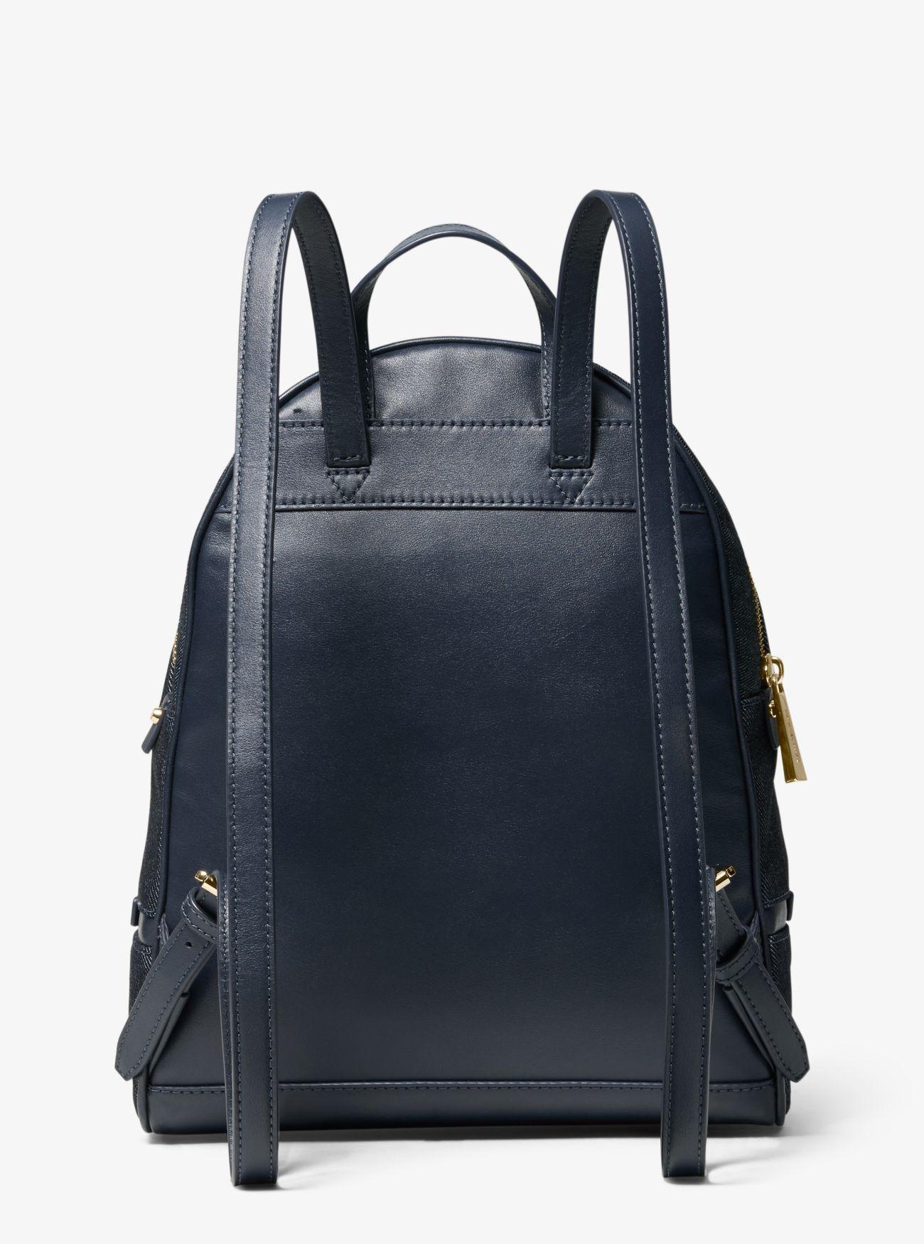 rhea medium denim logo backpack