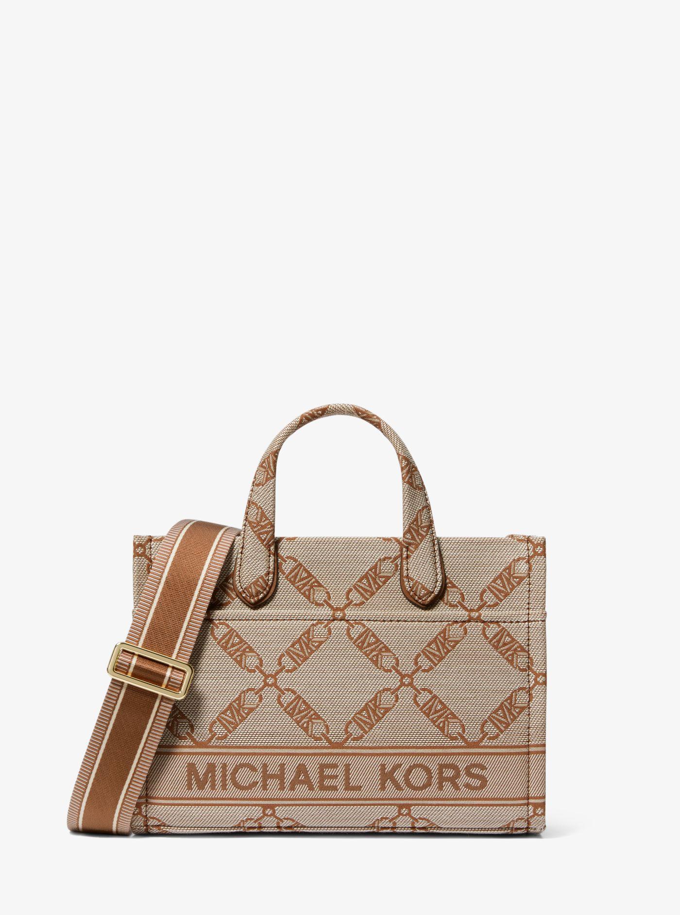 Michael Kors Gigi Small Empire Logo Jacquard Small Tote Bag in Natural