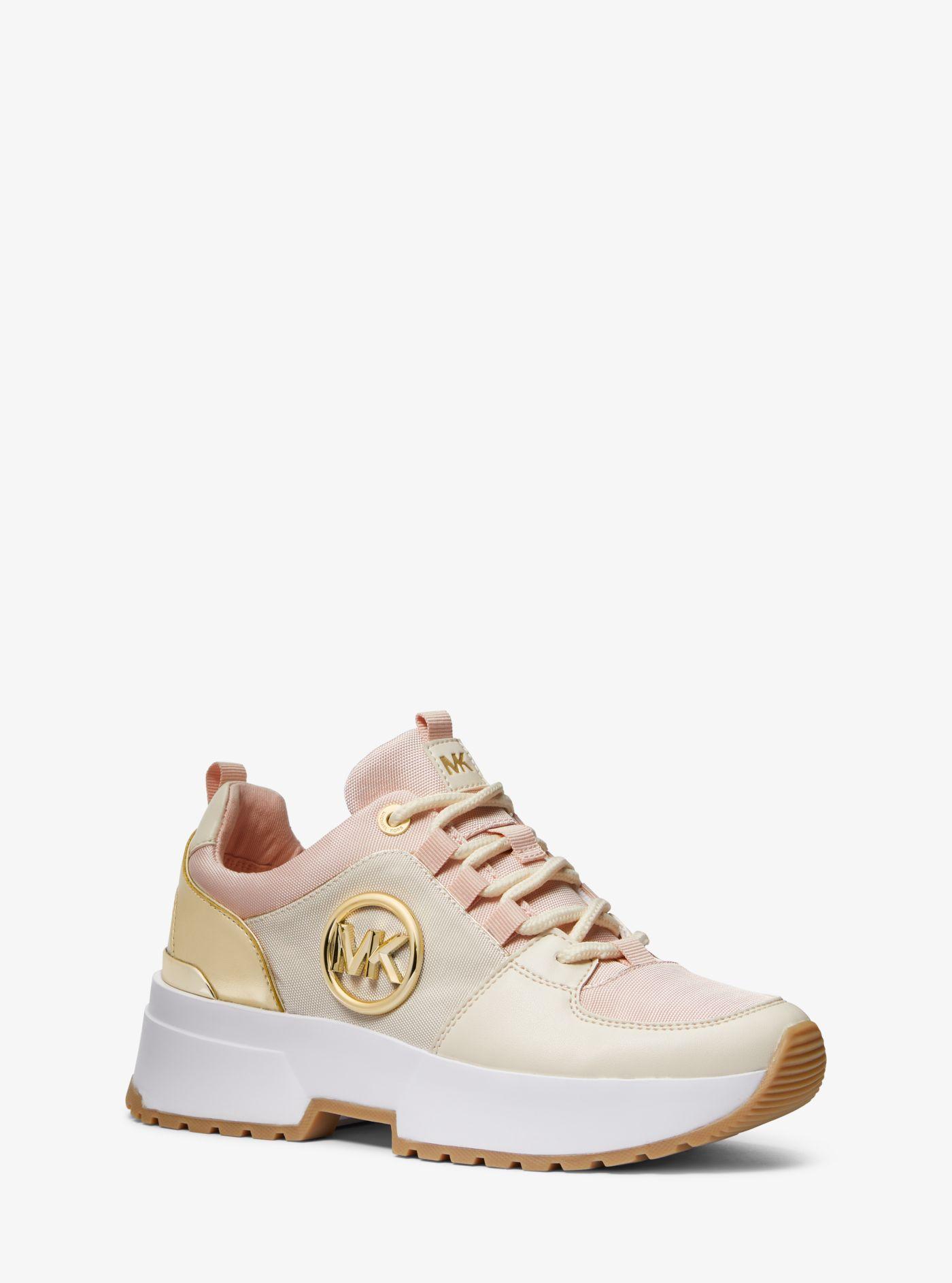 Michael Kors Cosmo Canvas Trainer in White | Lyst