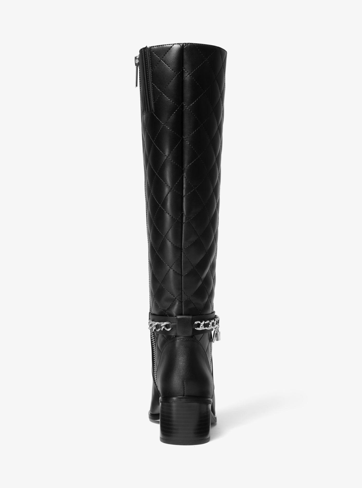 Michael Kors Elsa Quilted Leather Boot in Black | Lyst