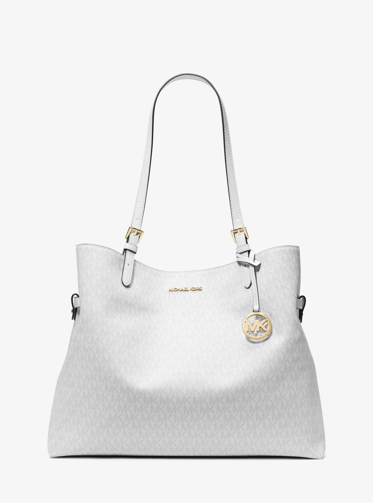 MICHAEL Michael Kors Lenox Large Signature Logo Tote Bag in White Lyst UK