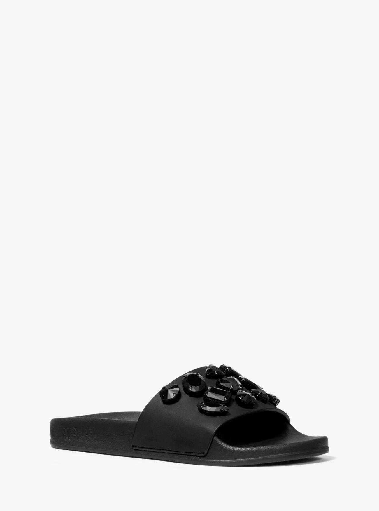 Michael Kors Synthetic Gilmore Crystal-embellished Slide in Black - Lyst