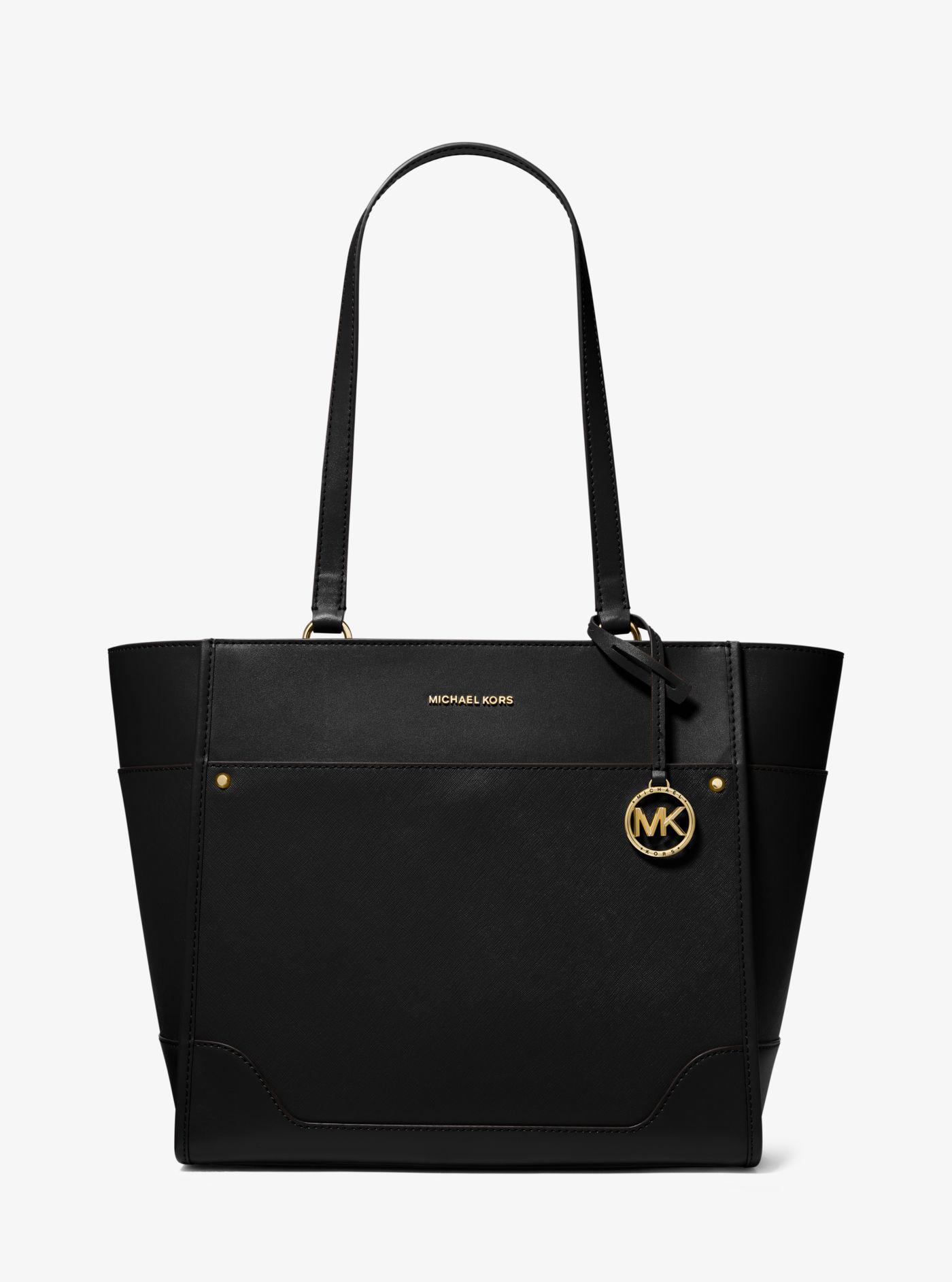 Michael Kors Harrison Large Leather Tote Bag in Black | Lyst