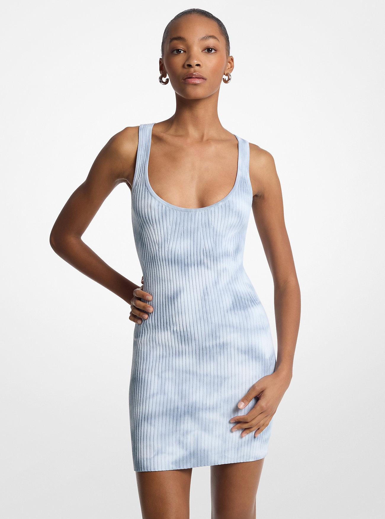 MICHAEL Michael Kors Mk Ribbed Tie-Dye Tank Dress in Blue Lyst UK