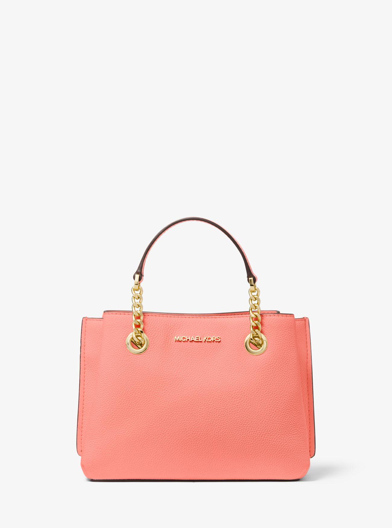 Michael Kors Teagen Small Pebbled Leather Messenger Bag in Orange Lyst