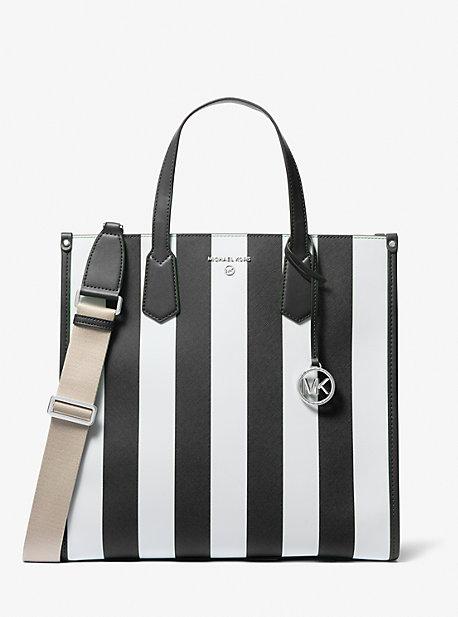 Michael Kors Maple Large Striped Tote Bag in Black | Lyst