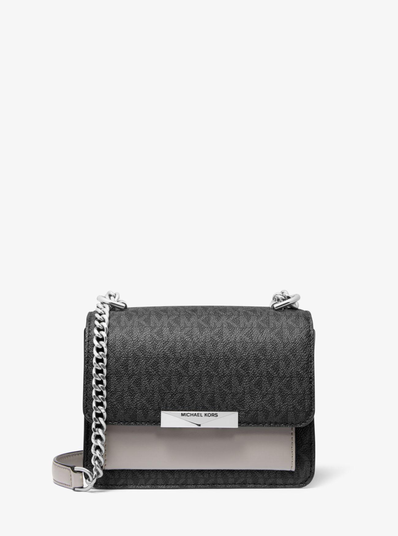 Michael Kors Jade Extra-small Logo And Leather Crossbody Bag in Gray | Lyst
