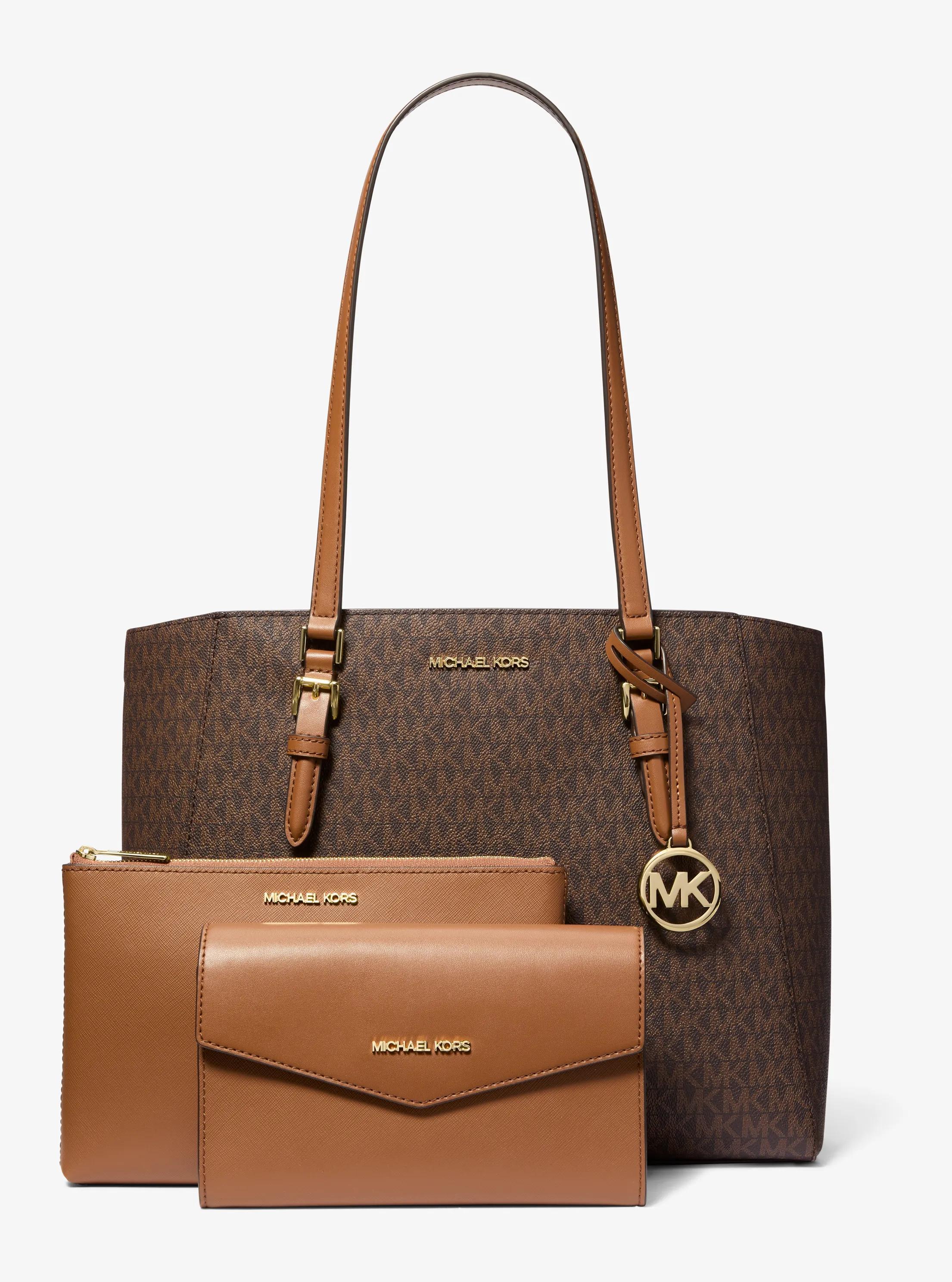 MICHAEL KORS ロゴトートバッグ ブラウン Michael Kors Outlet Charlotte Large 3-In-1 Signature Logo Tote Bag