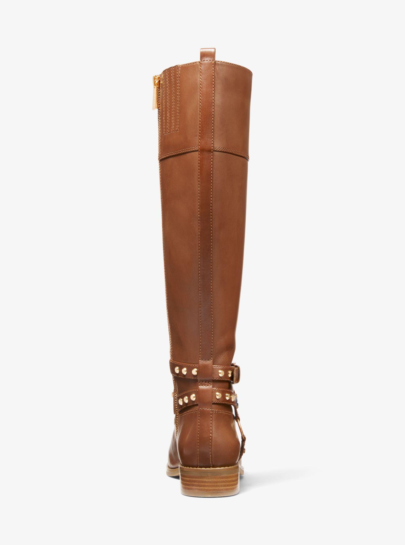 Michael Kors Preston Studded Leather Boot in Brown | Lyst