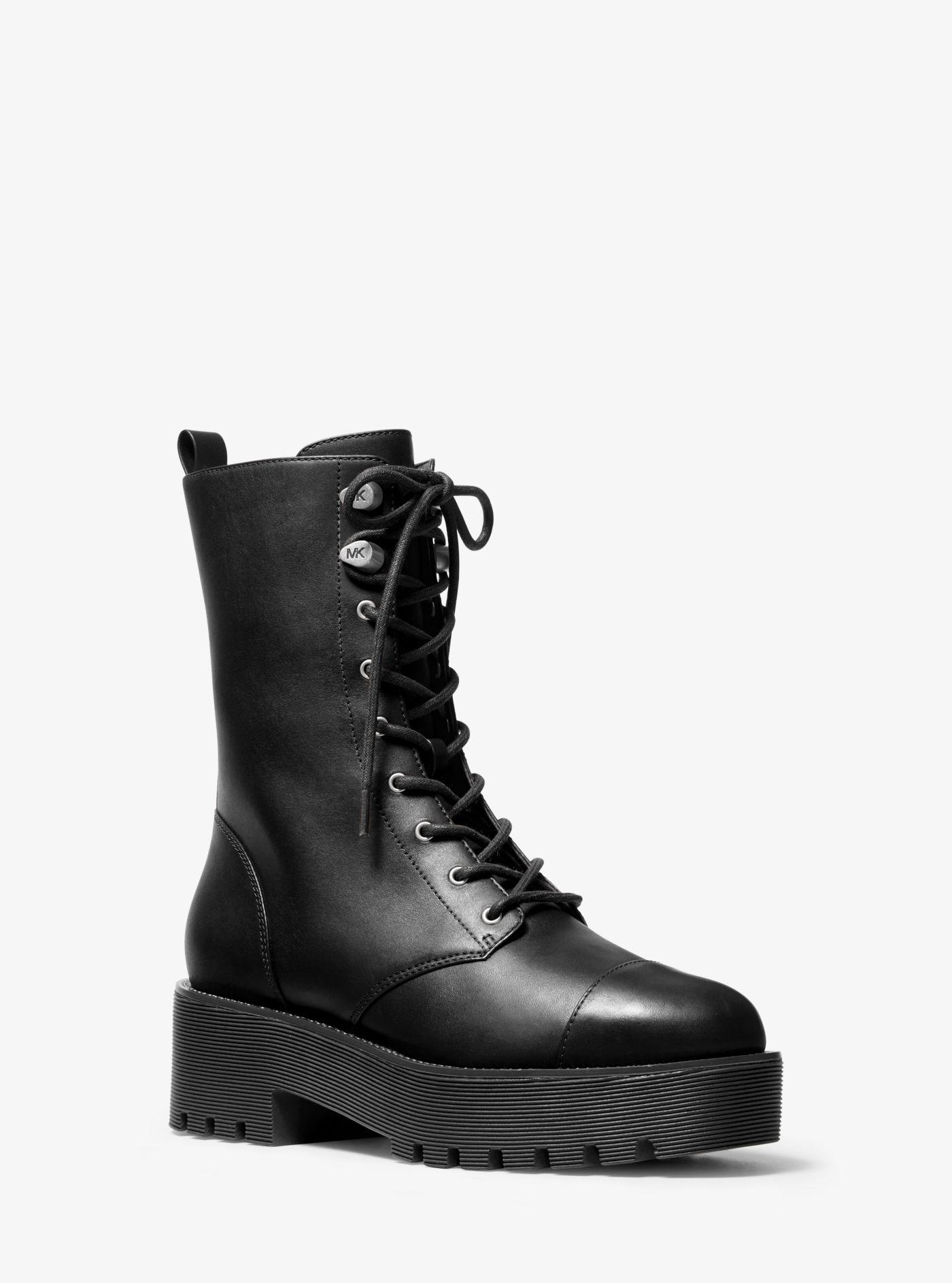 Michael Kors Bryce Leather Platform Combat Boot in Black Lyst