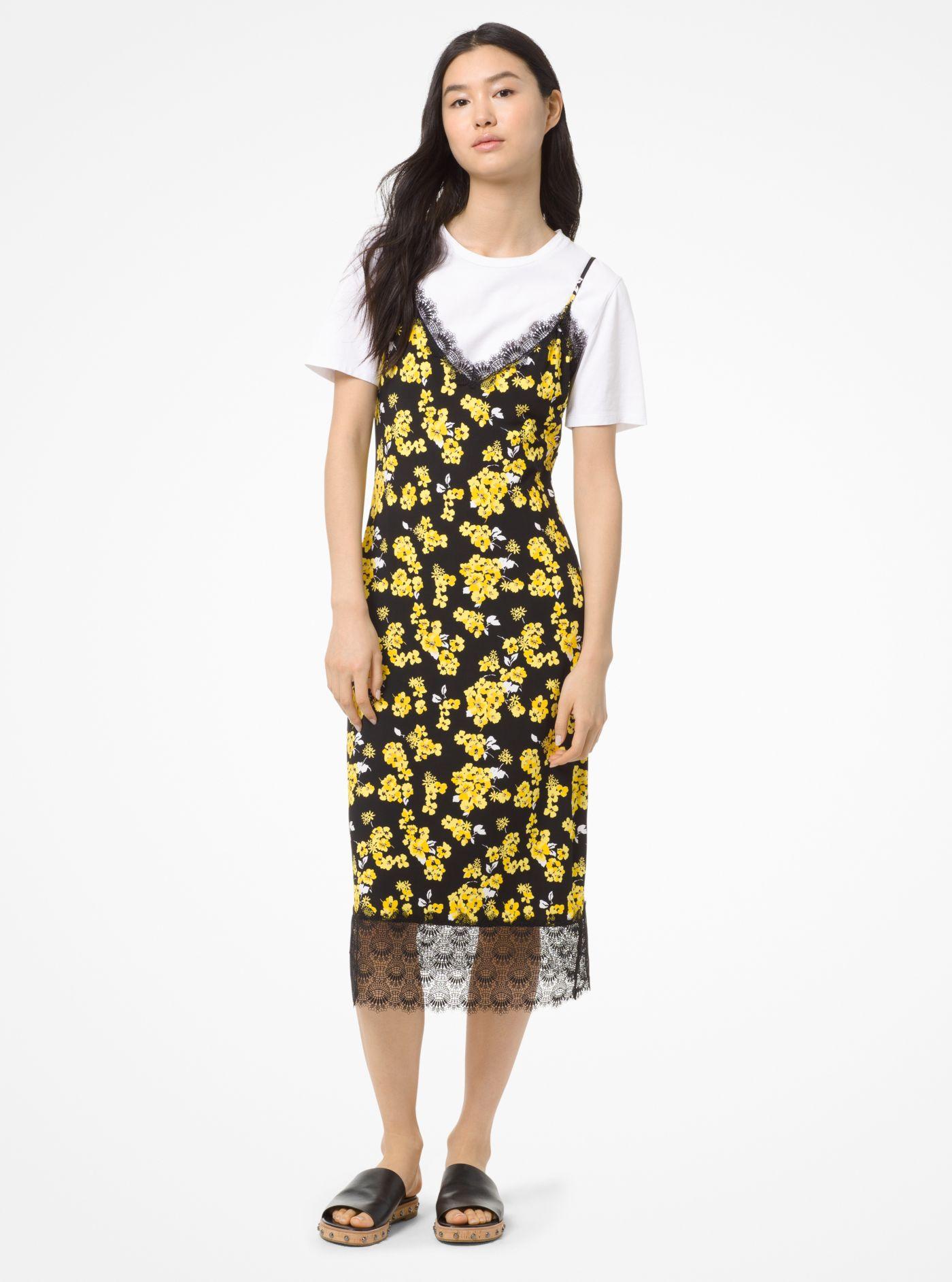 michael kors embroidered lace tiered dress