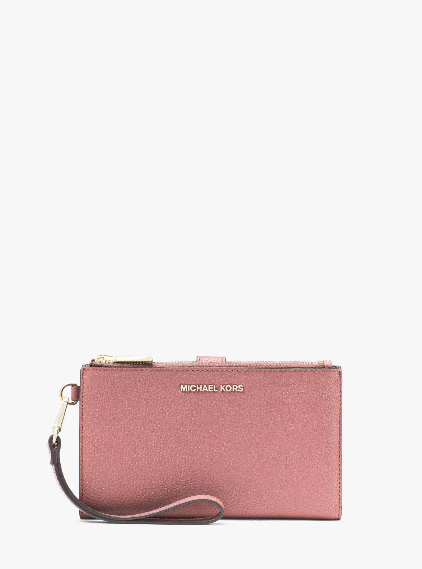 Lyst Michael Kors Adele Pebbled Leather Smartphone Wallet in Pink