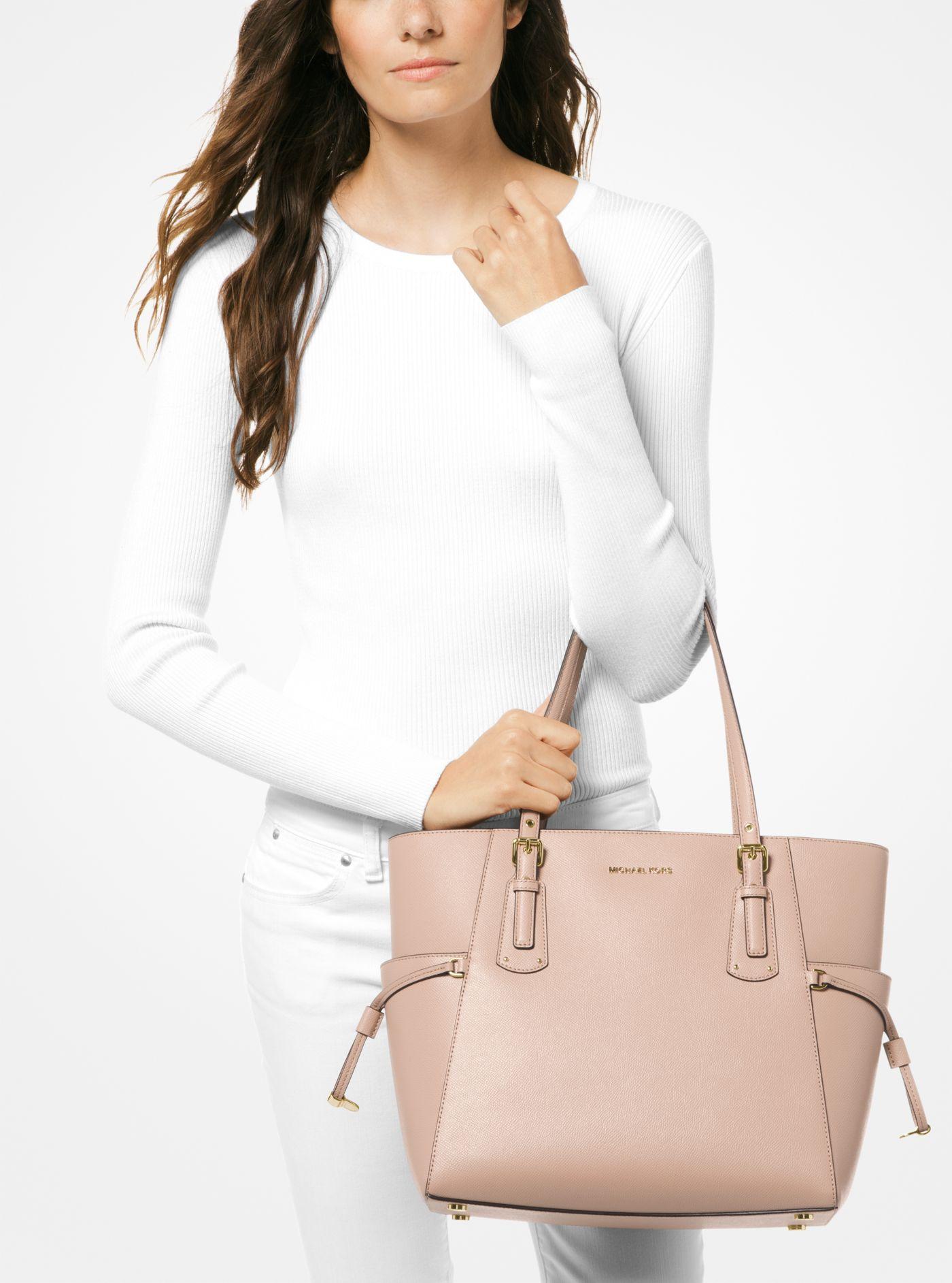 Michael Kors Voyager Small Crossgrain Leather Tote Bag | Lyst