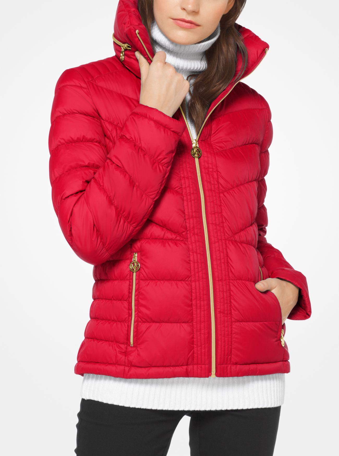 michael kors red quilted jacket