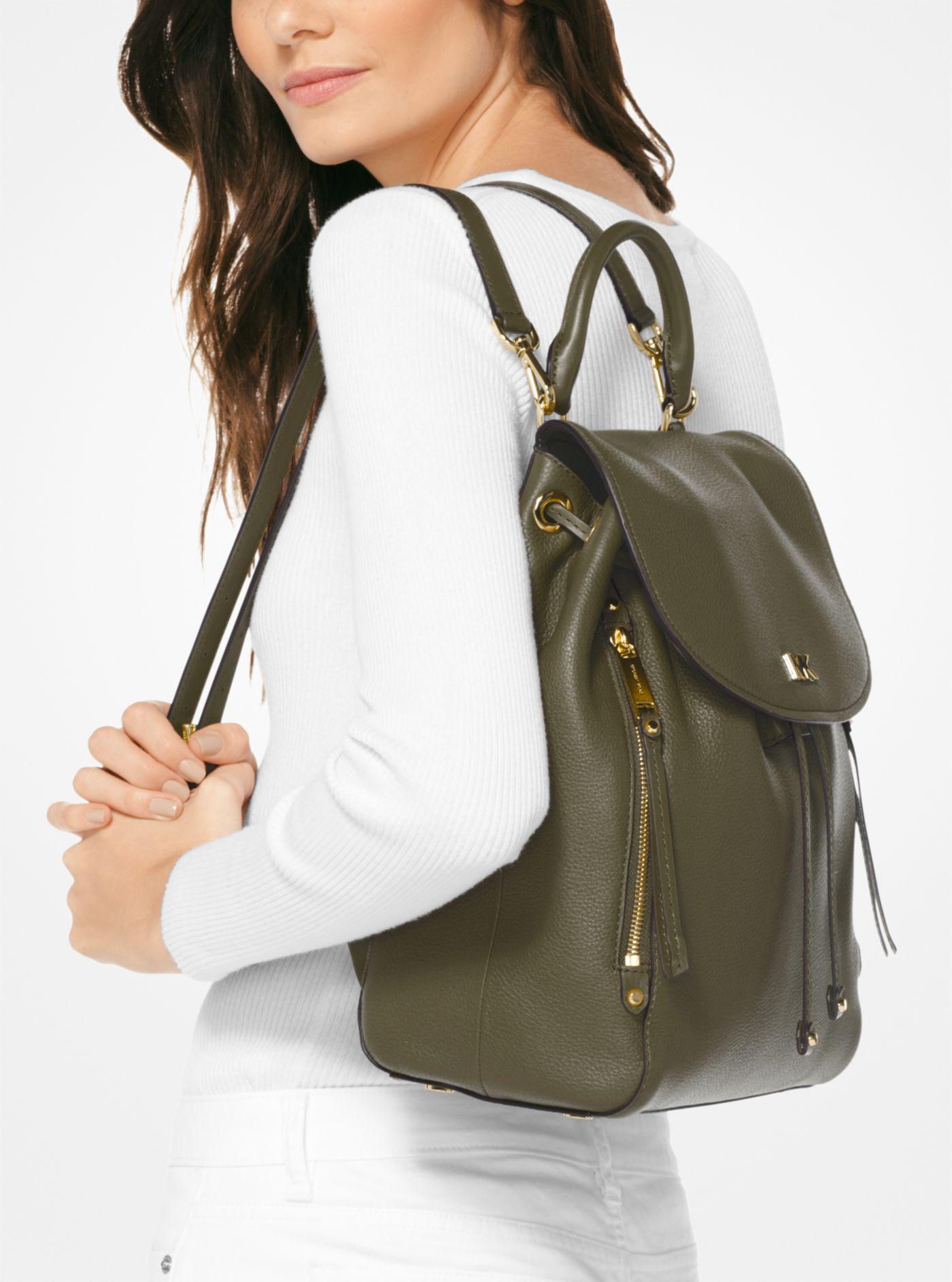 Michael Kors Evie Medium Leather Backpack in Green | Lyst