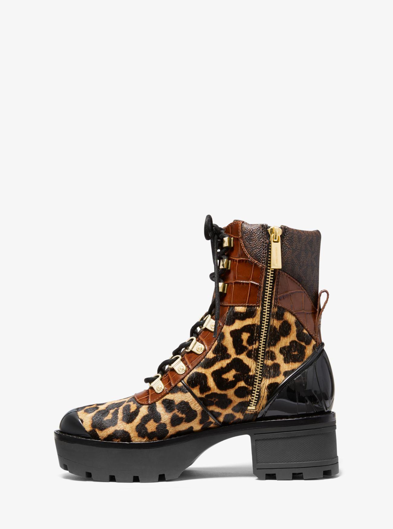 khloe leather and logo combat boot