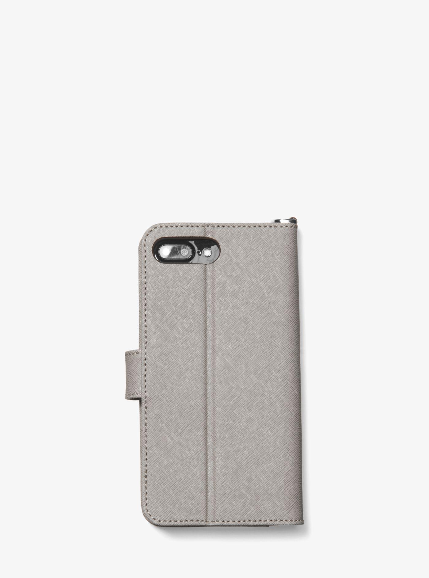 Michael Kors Saffiano Leather Folio Case Iphone 7/8 Plus in Pearl Grey - Lyst