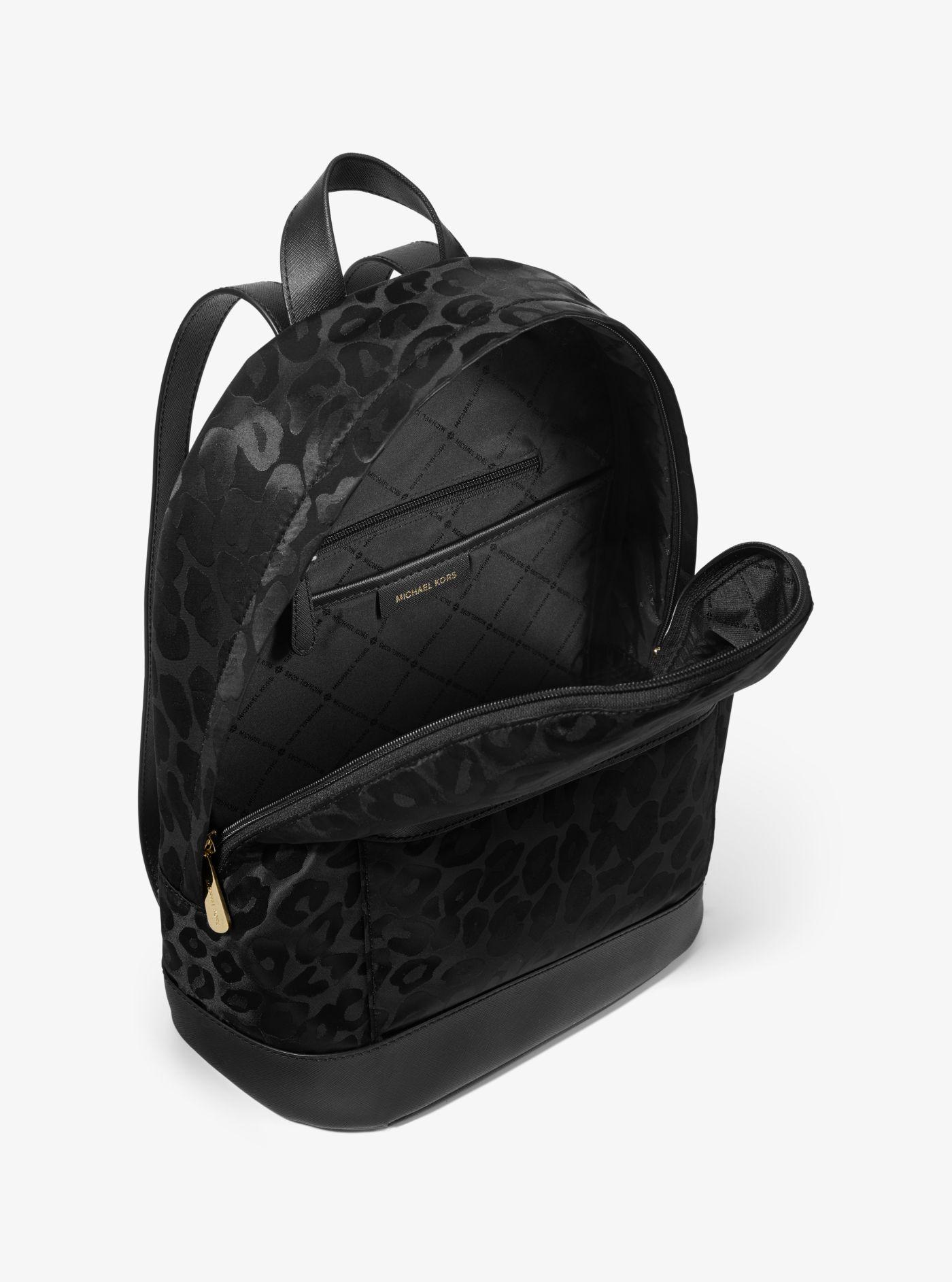 Michael Kors Synthetic Morgan Medium Leopard Jacquard Backpack in Black ...