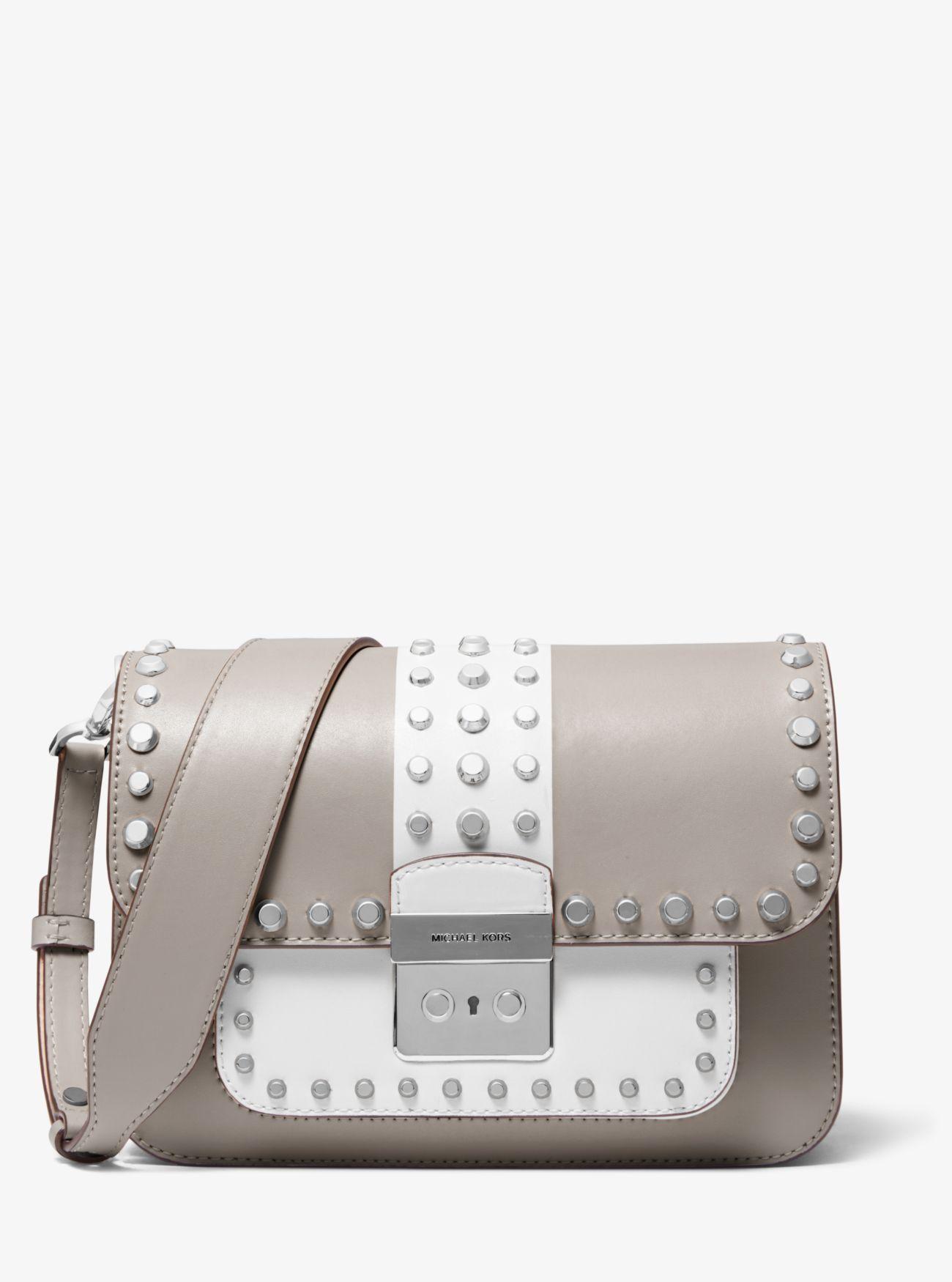 Michael Kors Sloan Editor Studded Twotone Leather Shoulder Bag Lyst