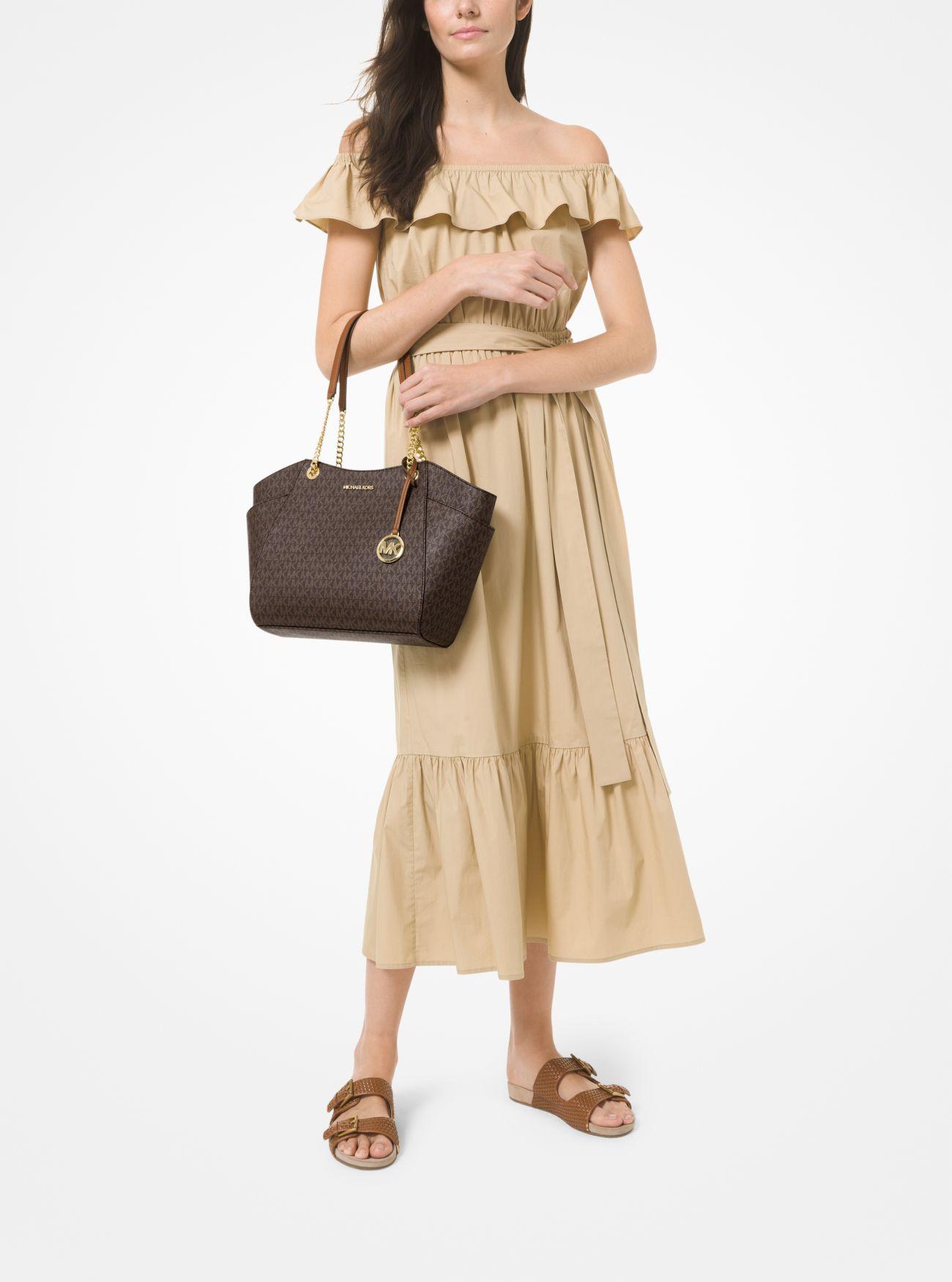 Borsa tote Jet Set grande con logo di Michael Kors in Marrone | Lyst