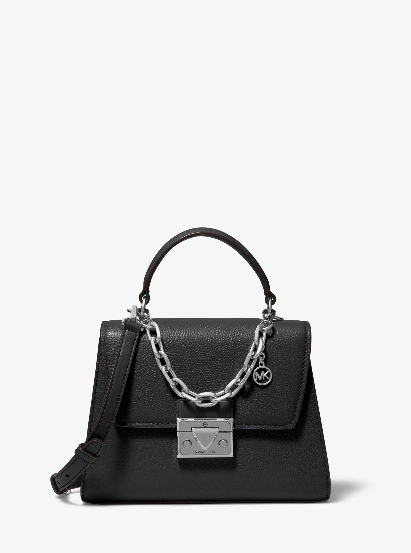 Michael Kors Serena Small Pebbled Leather Satchel in Black | Lyst