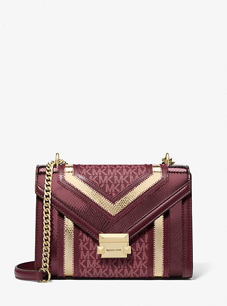 Michael Kors Whitney Medium Signature Logo And Metallic Shoulder Bag in Red Lyst Canada