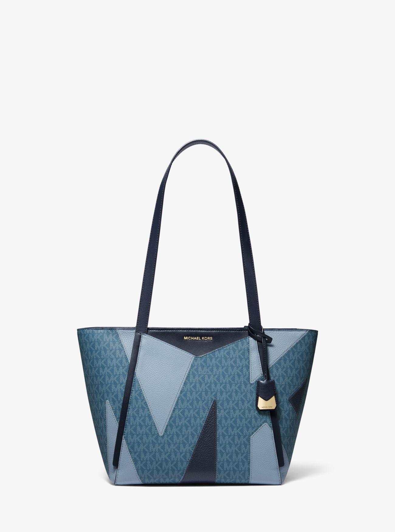 whitney small leather and logo cutout tote bag