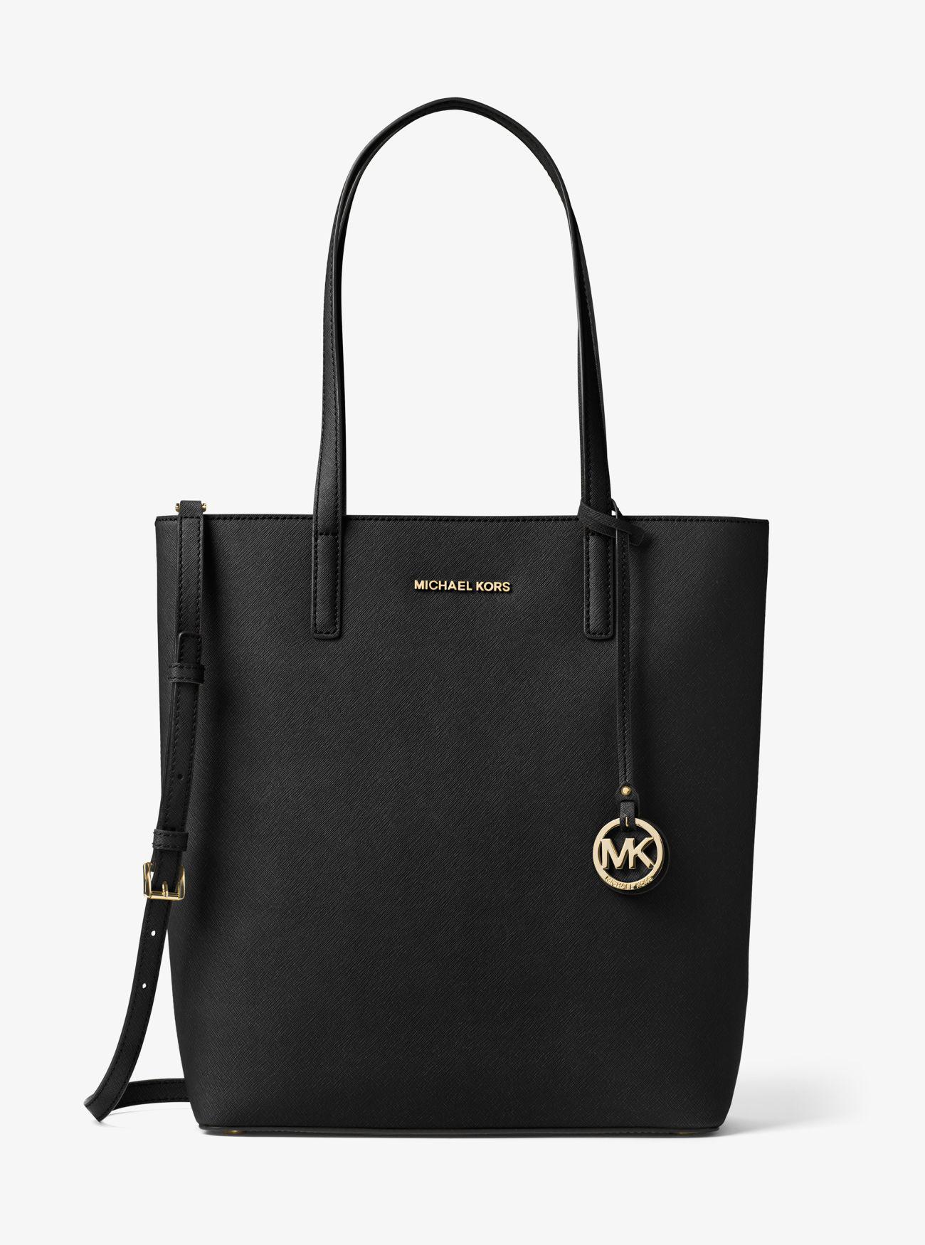 Michael Kors Hayley Large Top-zip Leather Tote Bag in Black | Lyst