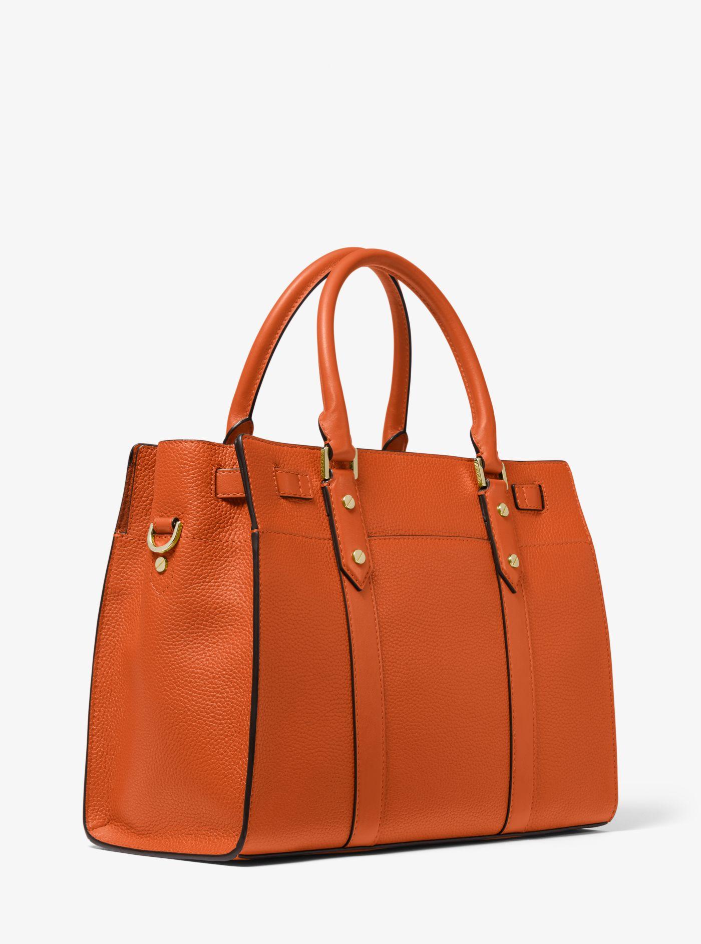 Grand sac porté main Nouveau Hamilton en cuir grainé Michael Kors