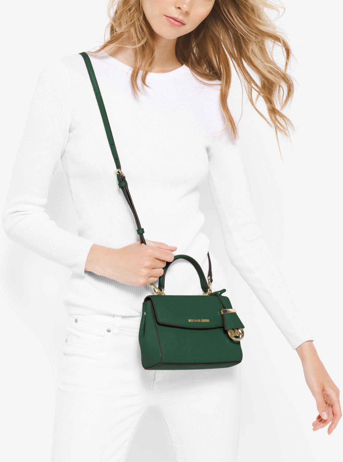 Michael Kors Ava Extra-small Saffiano Leather Cross-Body Bag in Green | Lyst