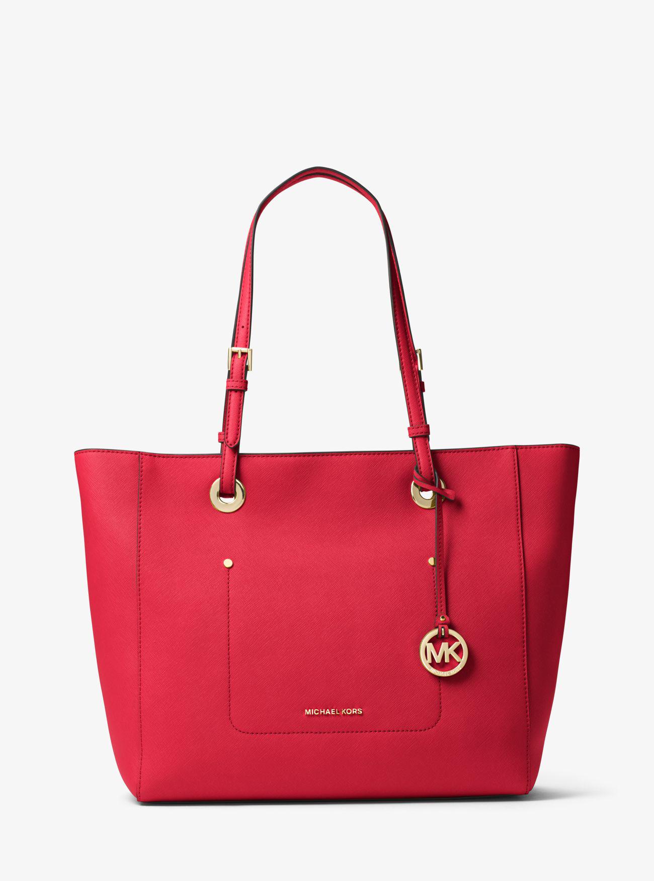 Michael Kors Walsh Large Saffiano Leather Tote Bag in Red - Lyst