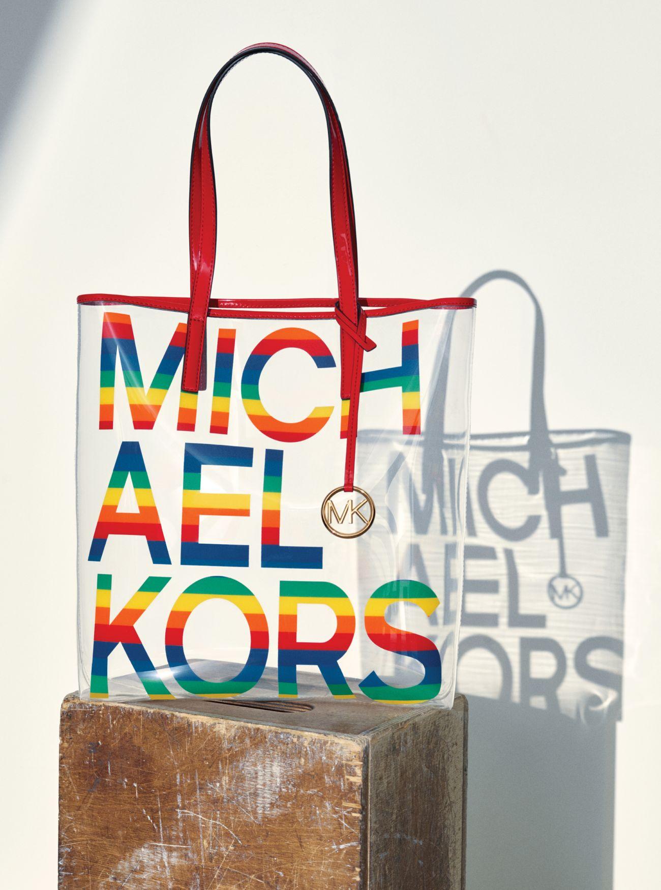 the michael large graphic logo clear tote bag
